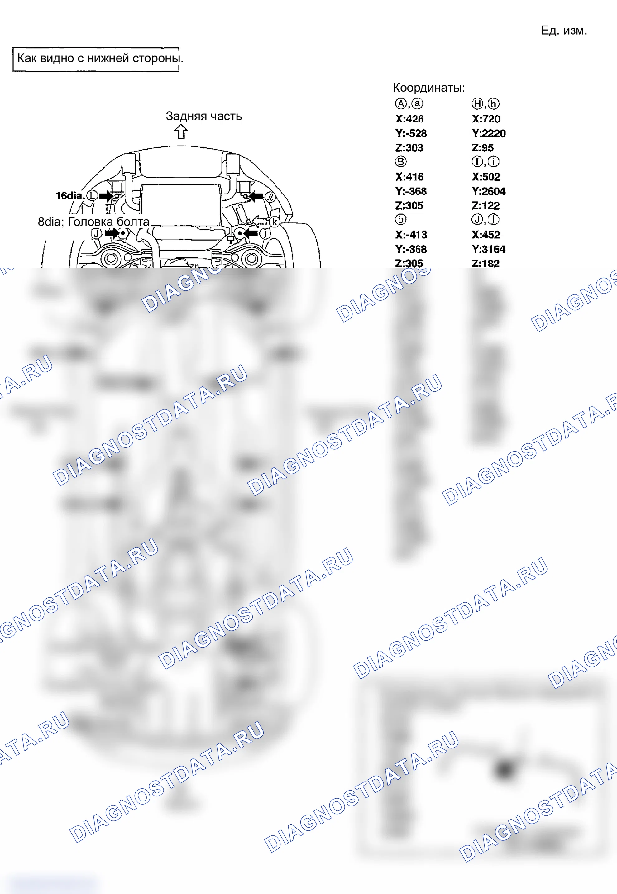 Рис. 44: Точки измерения. Infiniti FX35 I