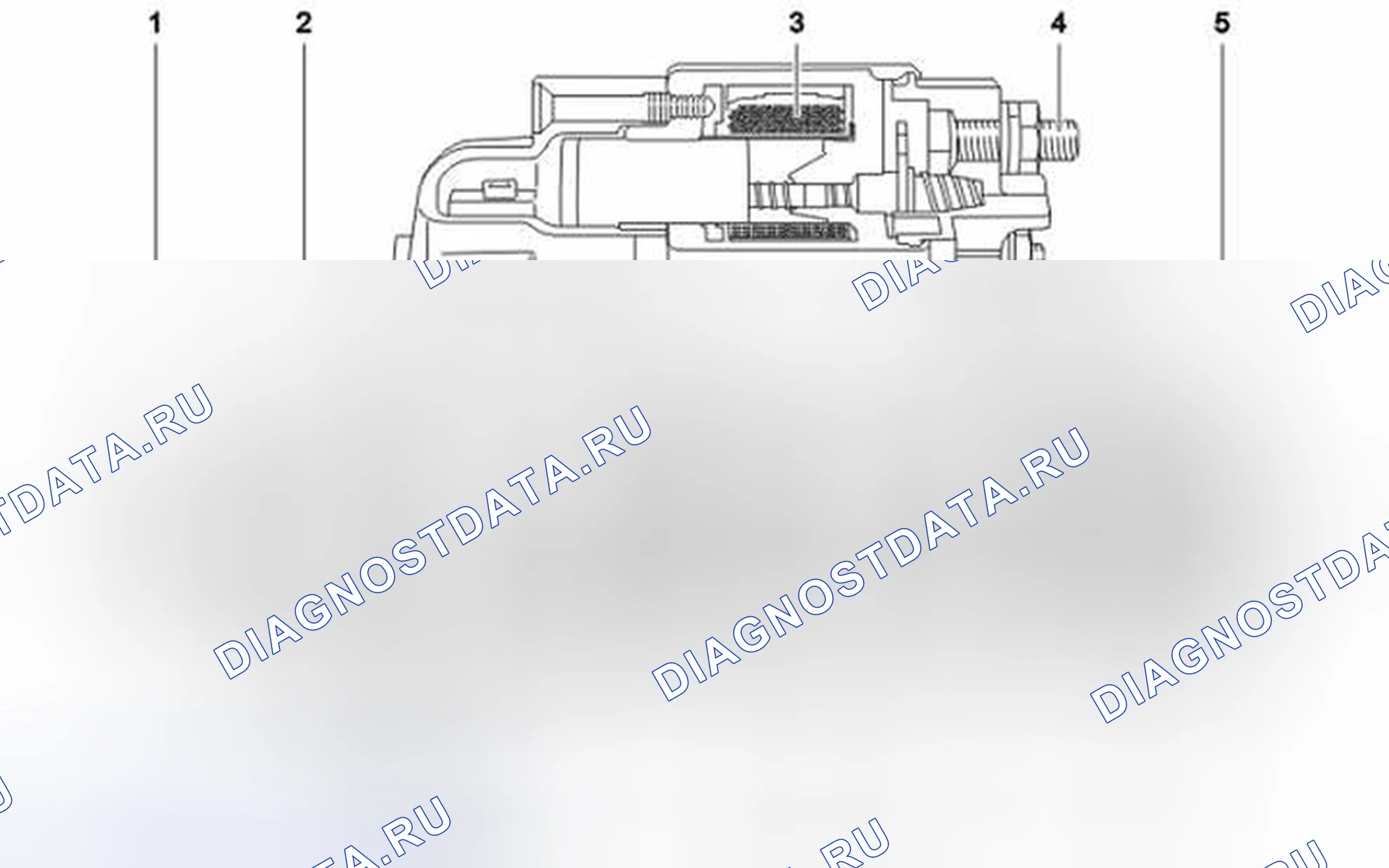 Рис. 351: Разнесенный вид стартерного двигателя. Volvo S60 I