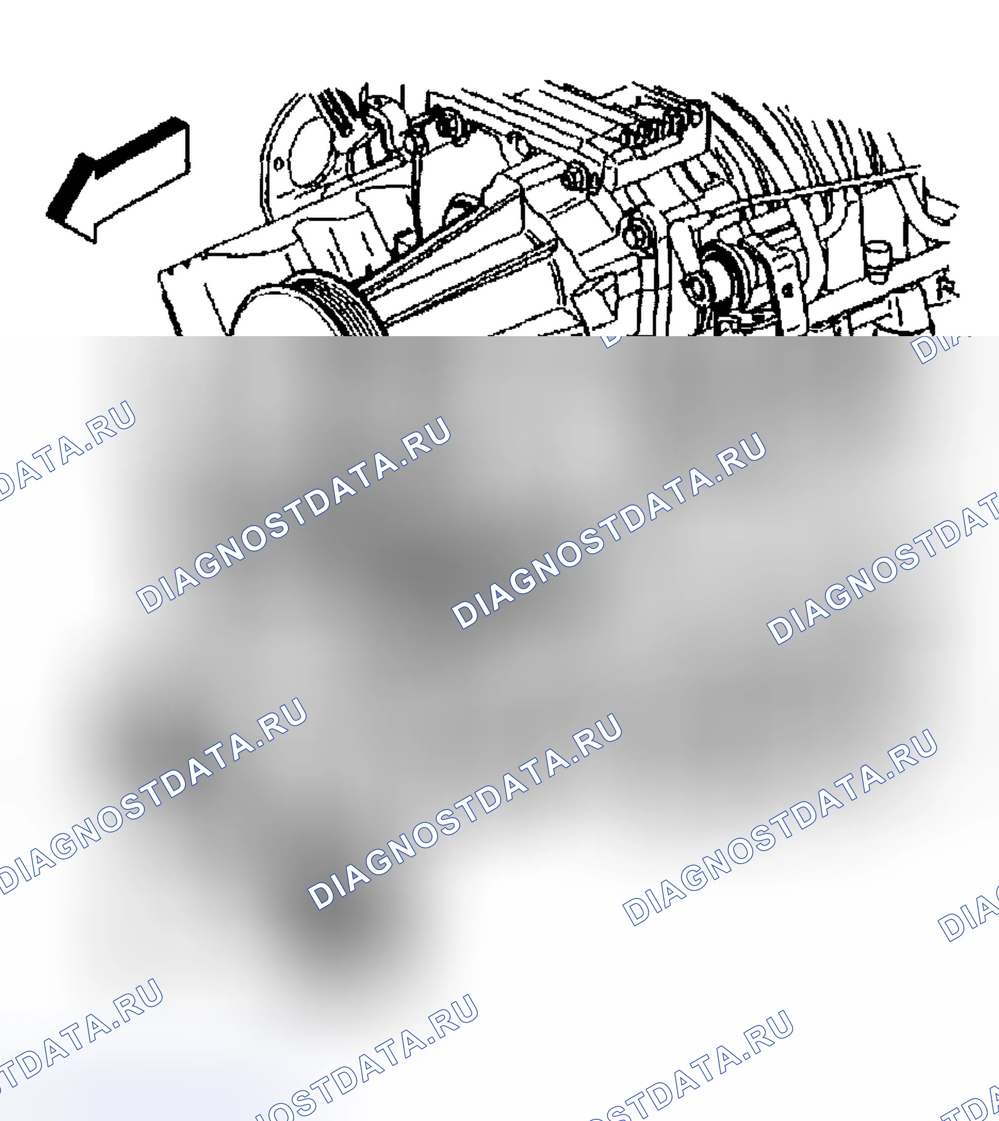 Рис. 495: Установка натяжителя приводного ремня - слева (L67, C, H). Hyundai Veracruz I