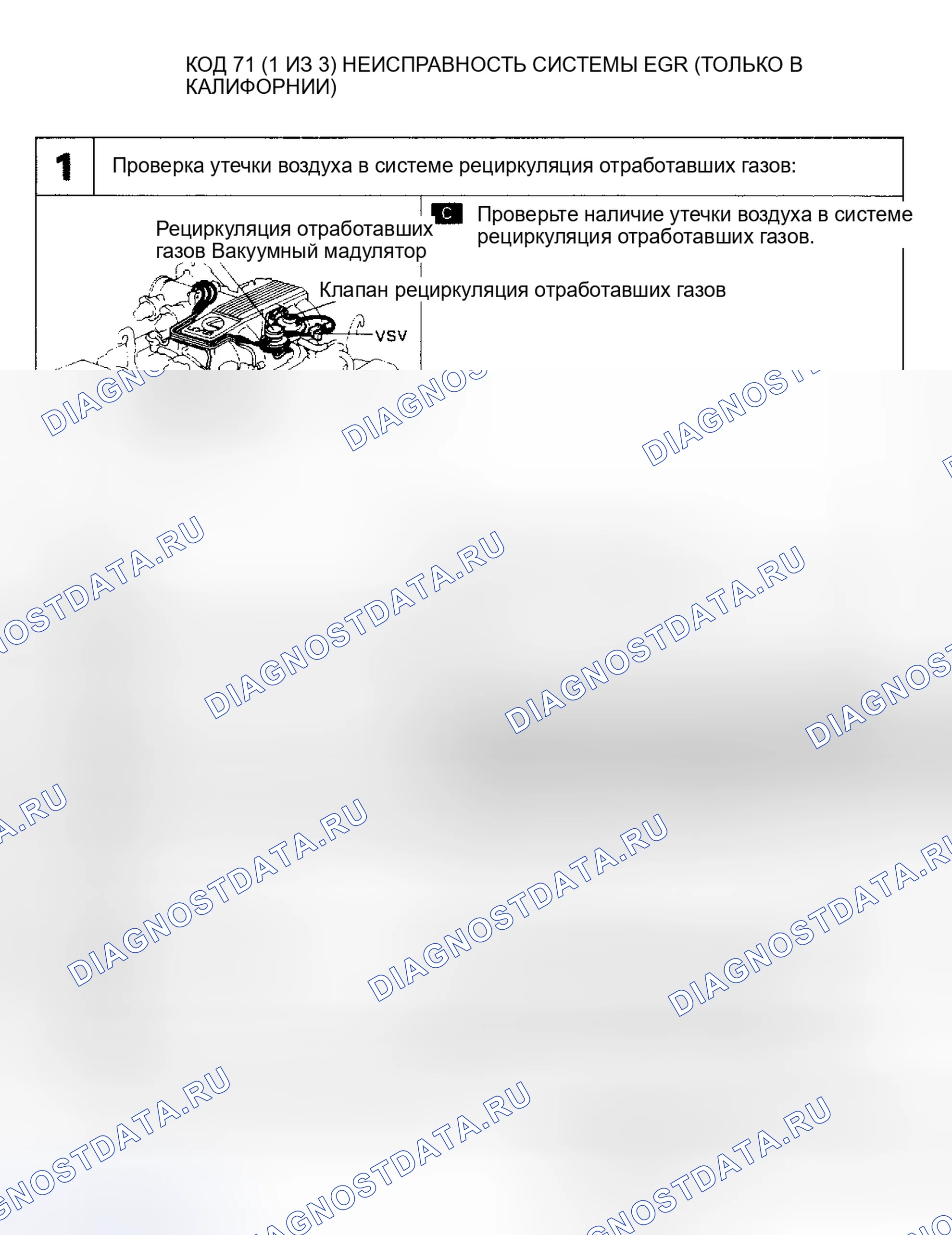 Рис. 89: Код 71: Неисправность системы рециркуляция отработавших газов Шаги 1-4 (1 из 3). Lexus LS I