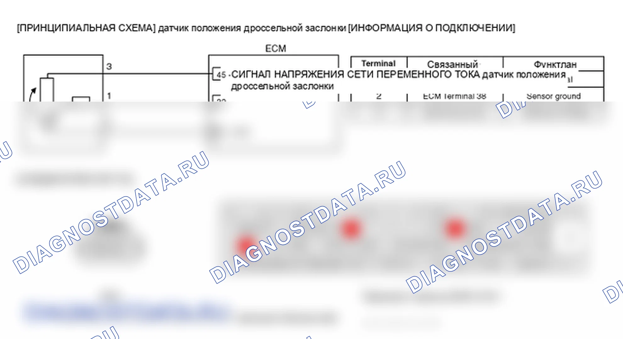 Фрагмент электросхемы: P0121. Kia Sportage KM