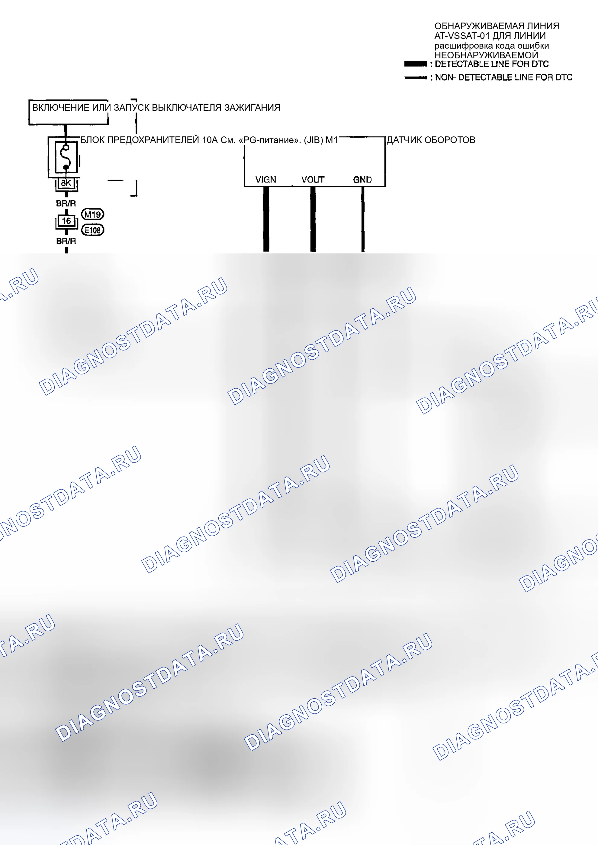 Рис. 384: электросхема - AT - VSSA / T. Nissan Sentra B15