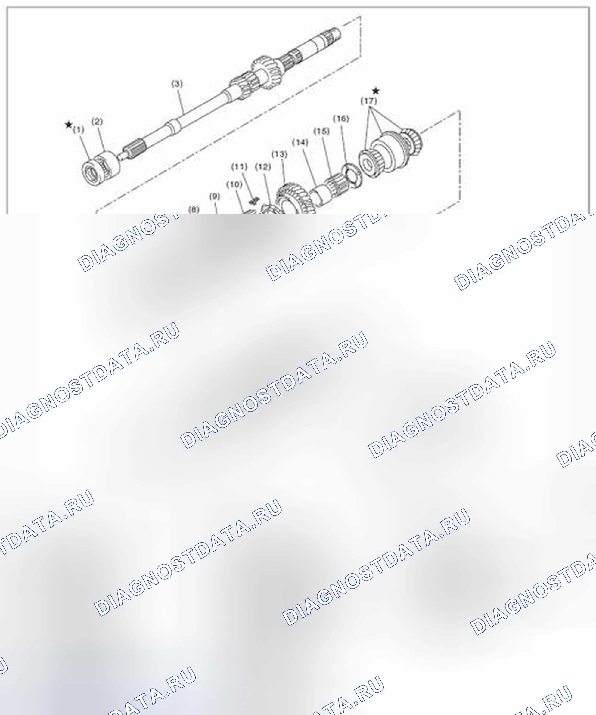 Рис. 316: ГЛАВНЫЙ ВАЛ ДЛЯ ОДНОРЯДНЫХ. Subaru Impreza GK