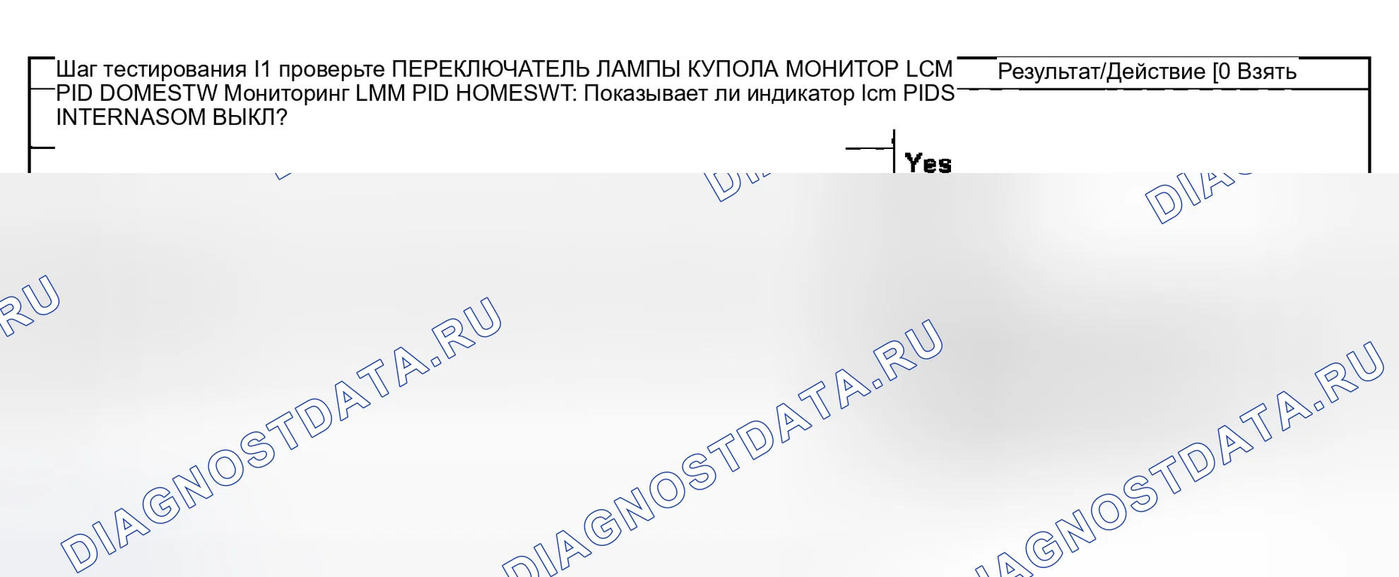 Рис. 19: Точечное испытание I: расшифровка кода ошибки B1688 или DTS B1685: отказ входа купольной лампы. Mazda Flair II