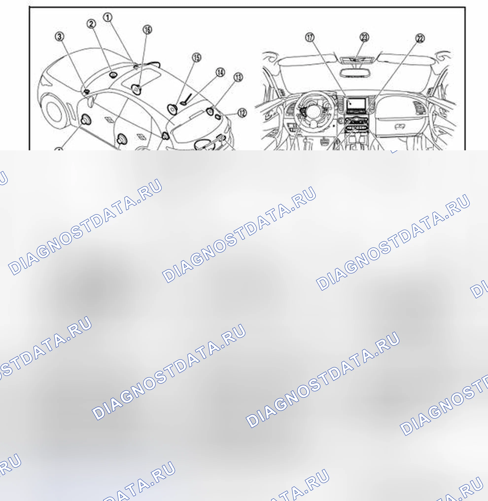 Рис. 52: Расположение компонентов. Infiniti FX37 II рестайлинг