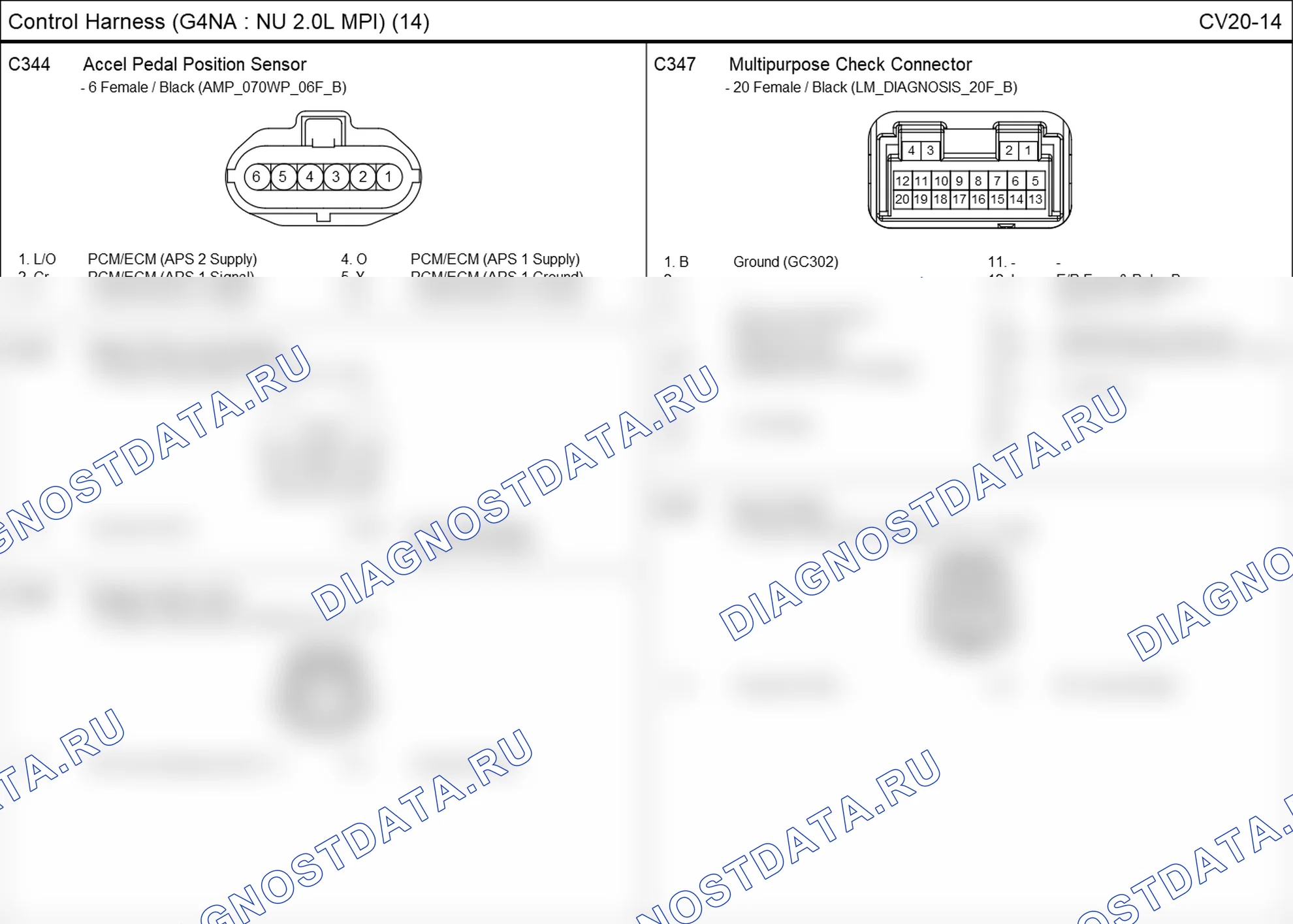 Распиновка разъёма C349 — жгута управления. Hyundai ix35 EL
