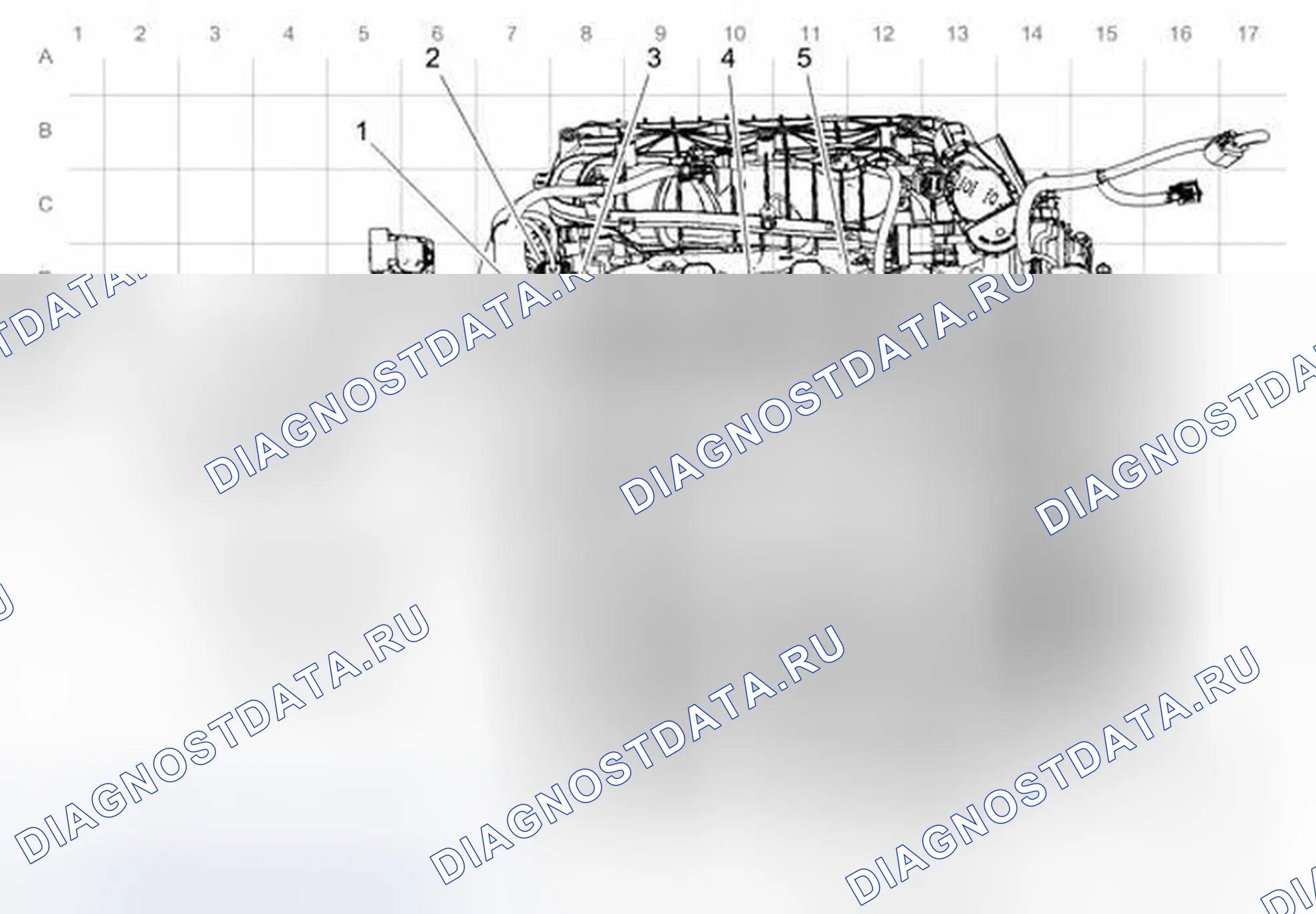 Рис. 5: Прокладка кабелей двигателя - задняя часть двигателя (LFW). Buick LaCrosse II рестайлинг