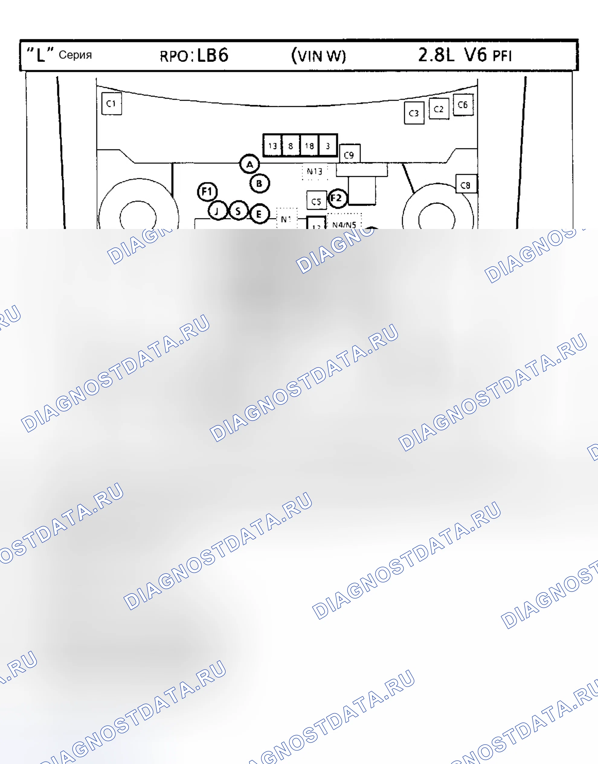 Рис. 155: РАСПОЛОЖЕНИЕ КОМПОНЕНТОВ. Chevrolet Corsica I