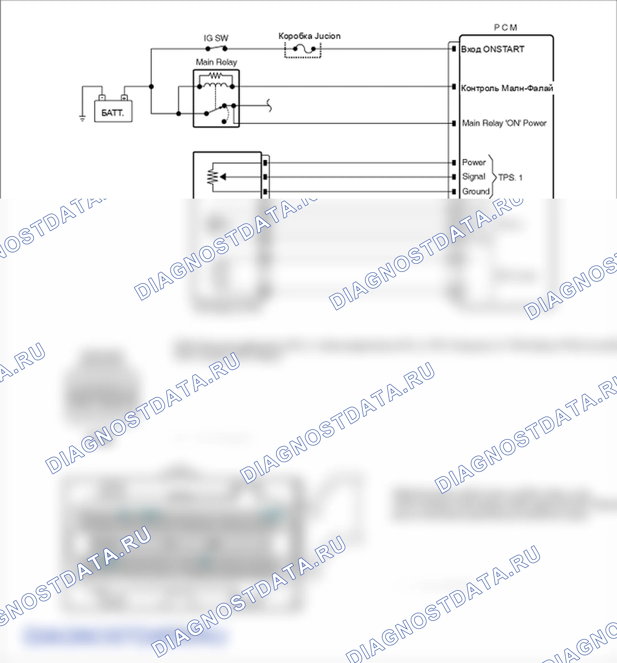 Фрагмент электросхемы: P0122. Hyundai Santa Fe CM