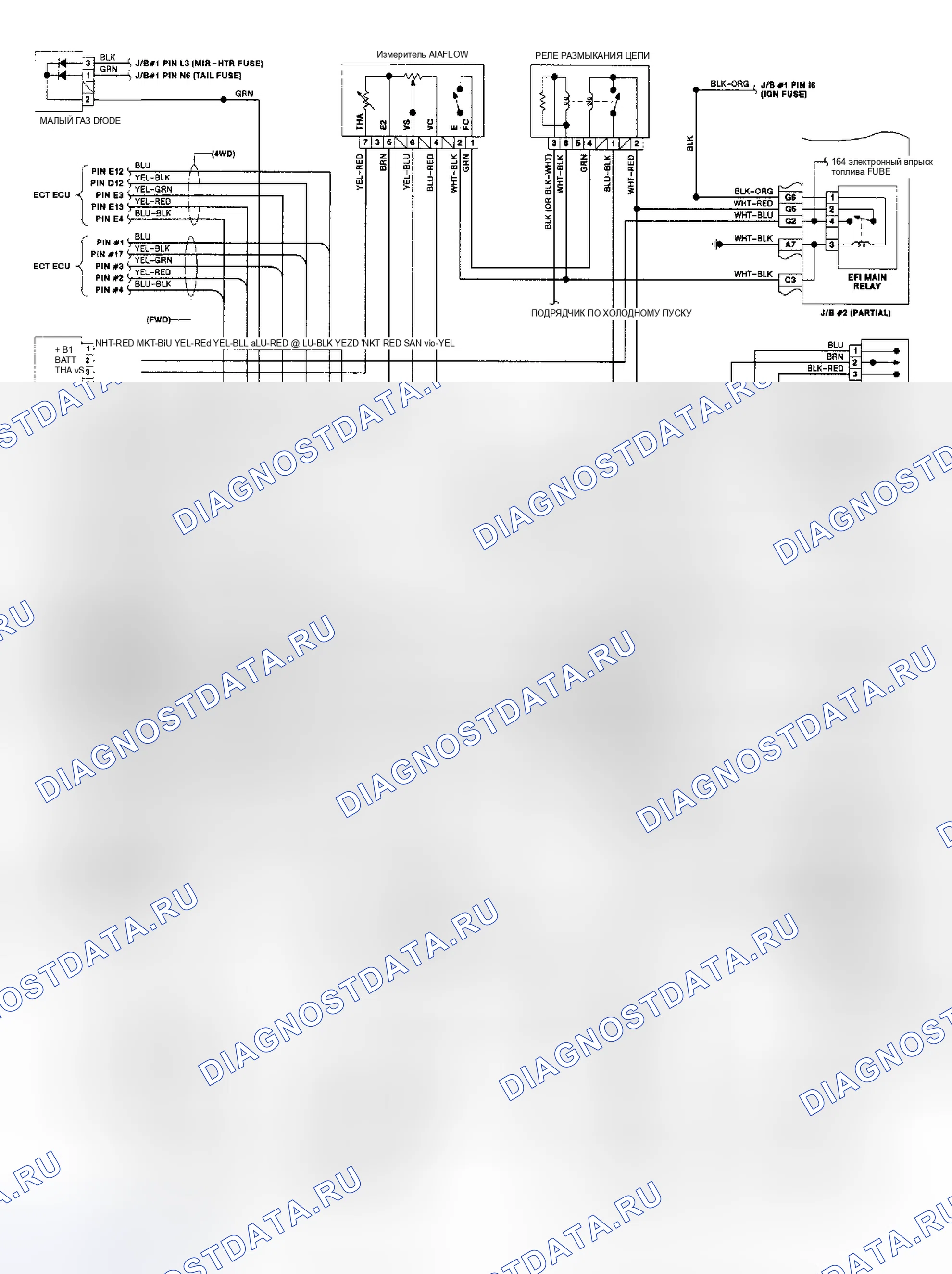 Рис. 12: Схема проводки коробки передач (Camry 2.0L 1990). Lexus ES V20