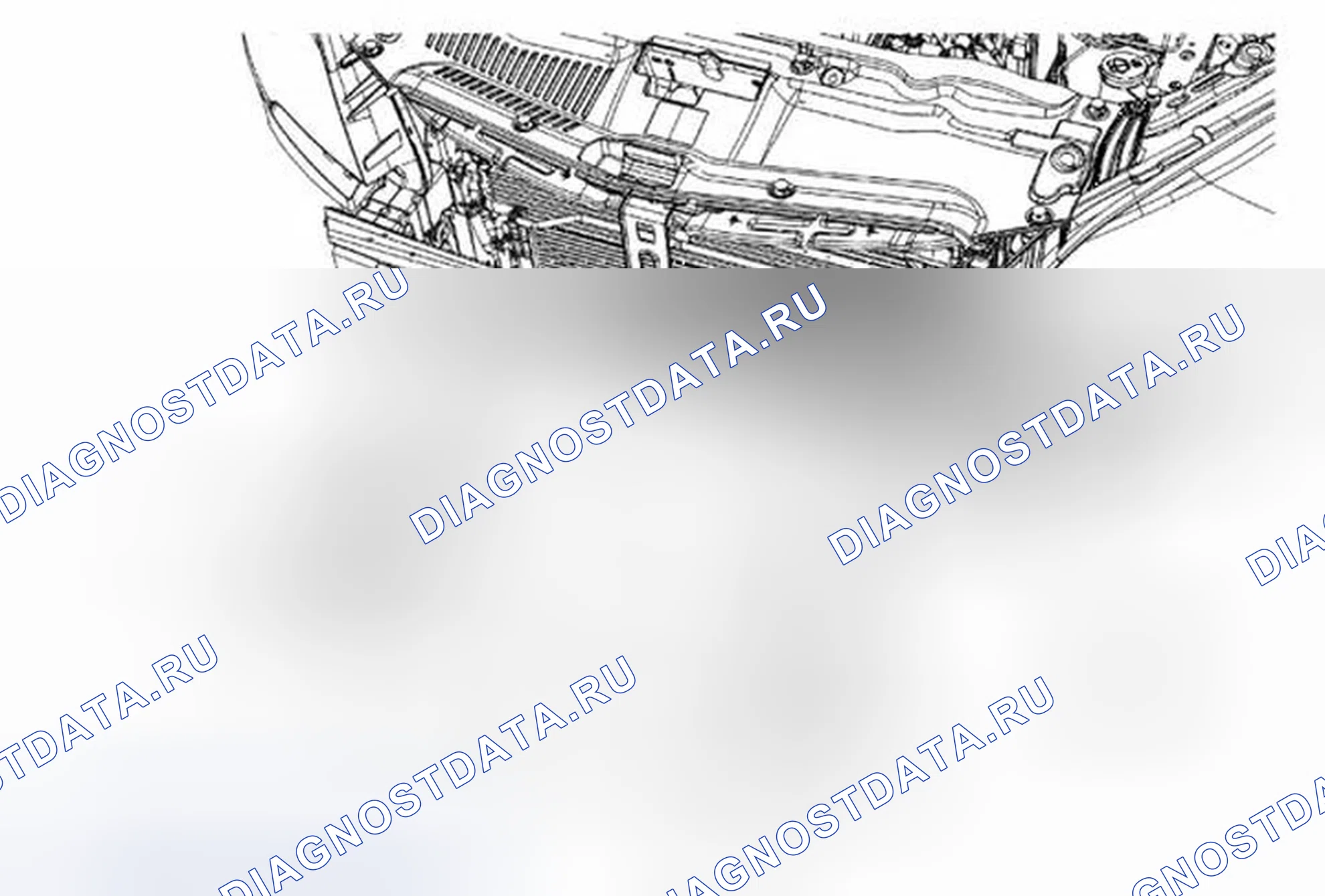 Рис. 14: Замена нижней перегородки и дефлектора радиатора (2H0). Buick Encore I