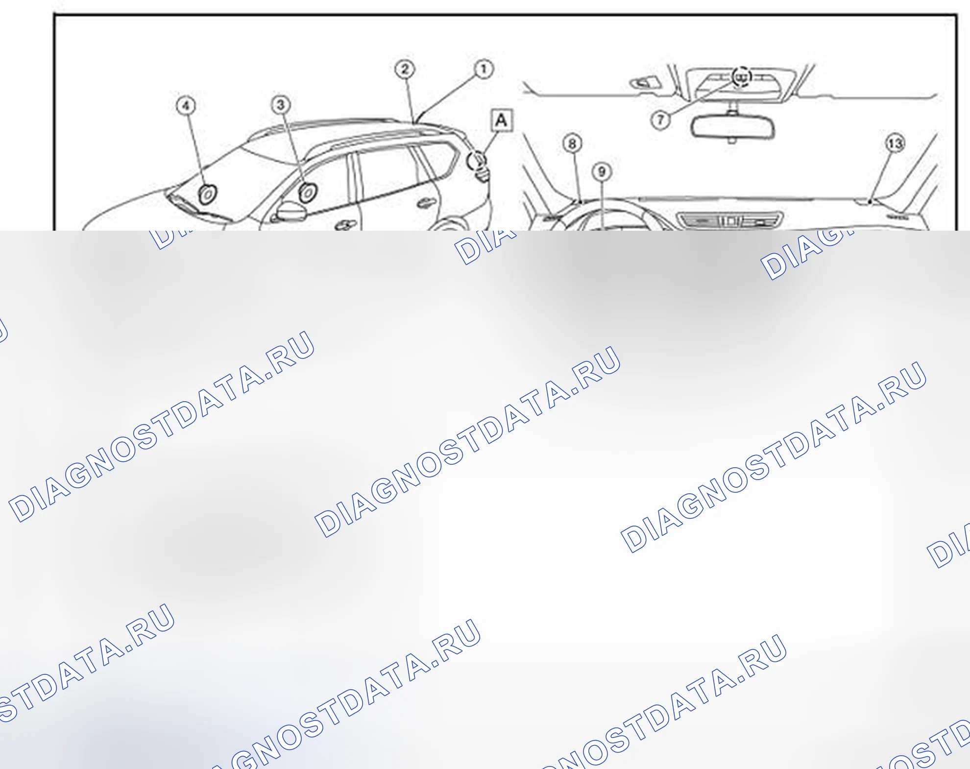 Рис. 18: Расположение компонентов. Nissan Rogue II