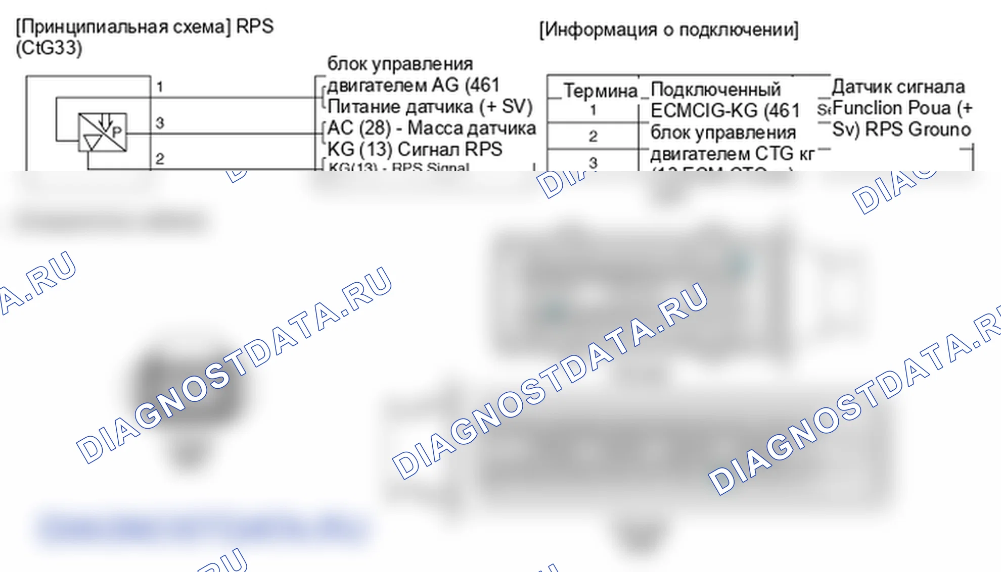 Фрагмент электросхемы: Датчик давления на рейке (RPS). Hyundai Genesis(Bh)-U.S. I