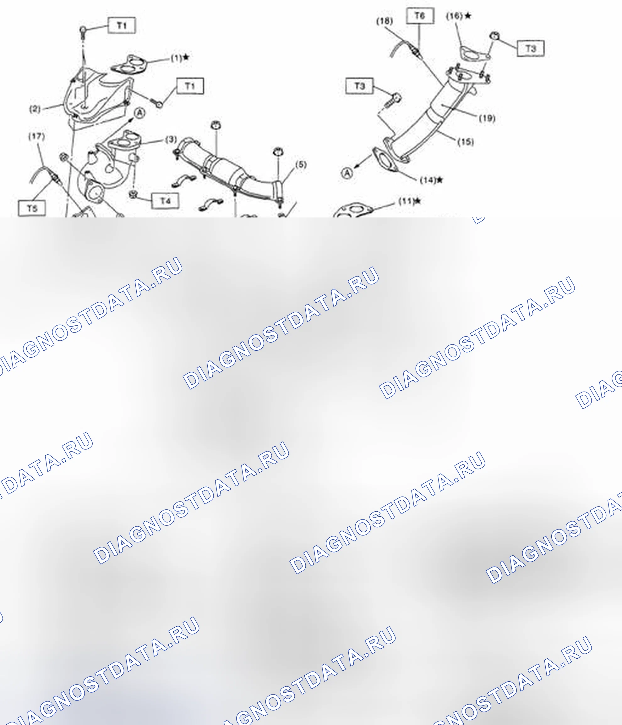 Рис. 17: ПЕРЕДНЯЯ ВЫХЛОПНАЯ ТРУБА. Subaru Legacy BL/BP рестайлинг