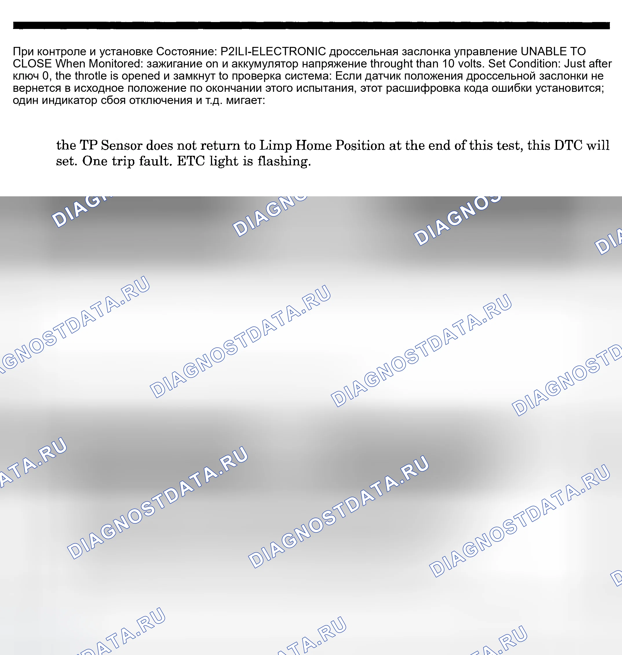 Рис. 695: расшифровка кода ошибки P2111: ЭЛЕКТРОННОЕ УПРАВЛЕНИЕ ДРОССЕЛЬНОЙ ЗАСЛОНКОЙ - НЕВОЗМОЖНО ЗАКРЫТЬ. Dodge Pickup R3500 