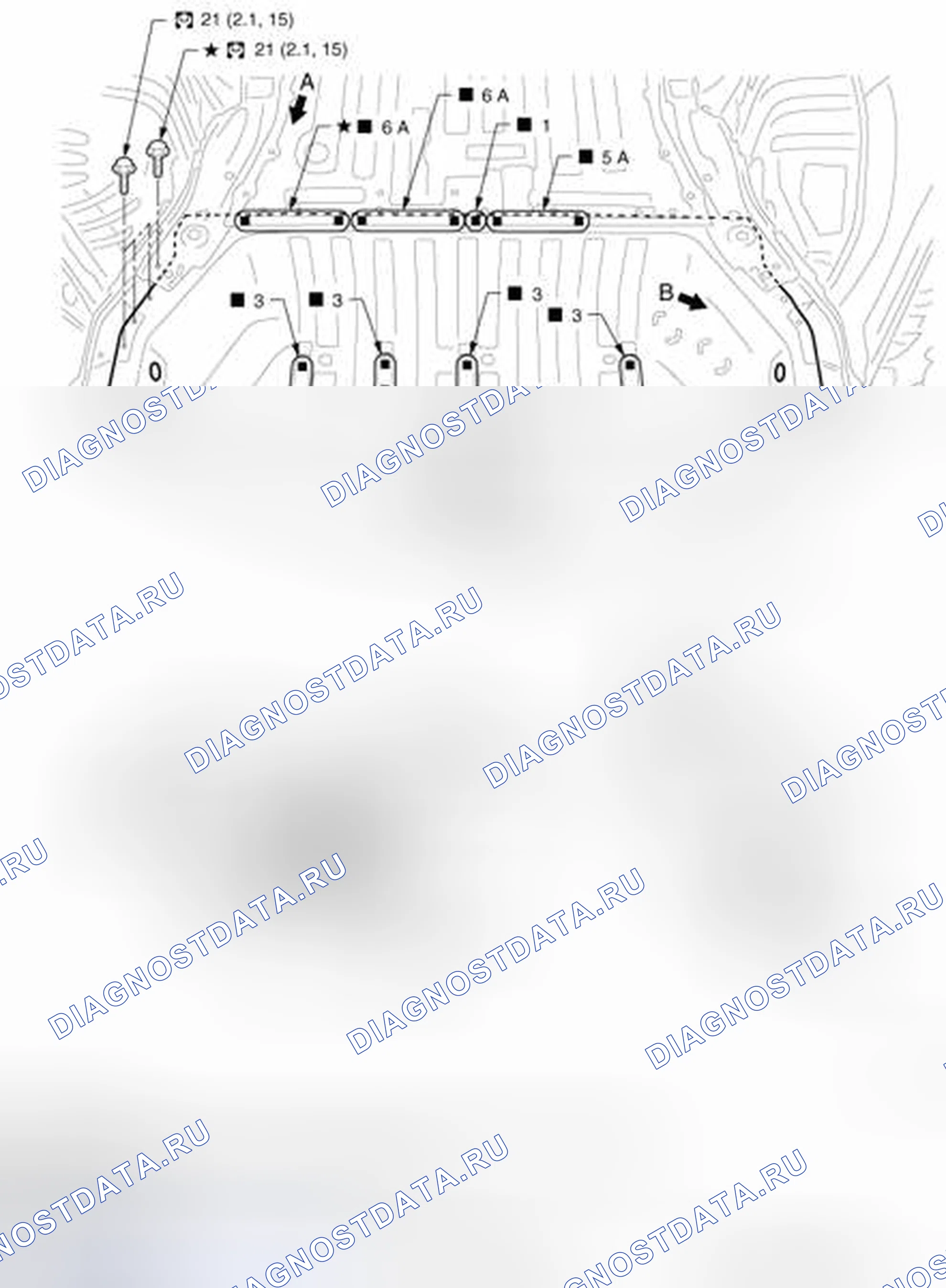 Рис. 267: Задняя часть заднего этажа. Nissan Quest IV