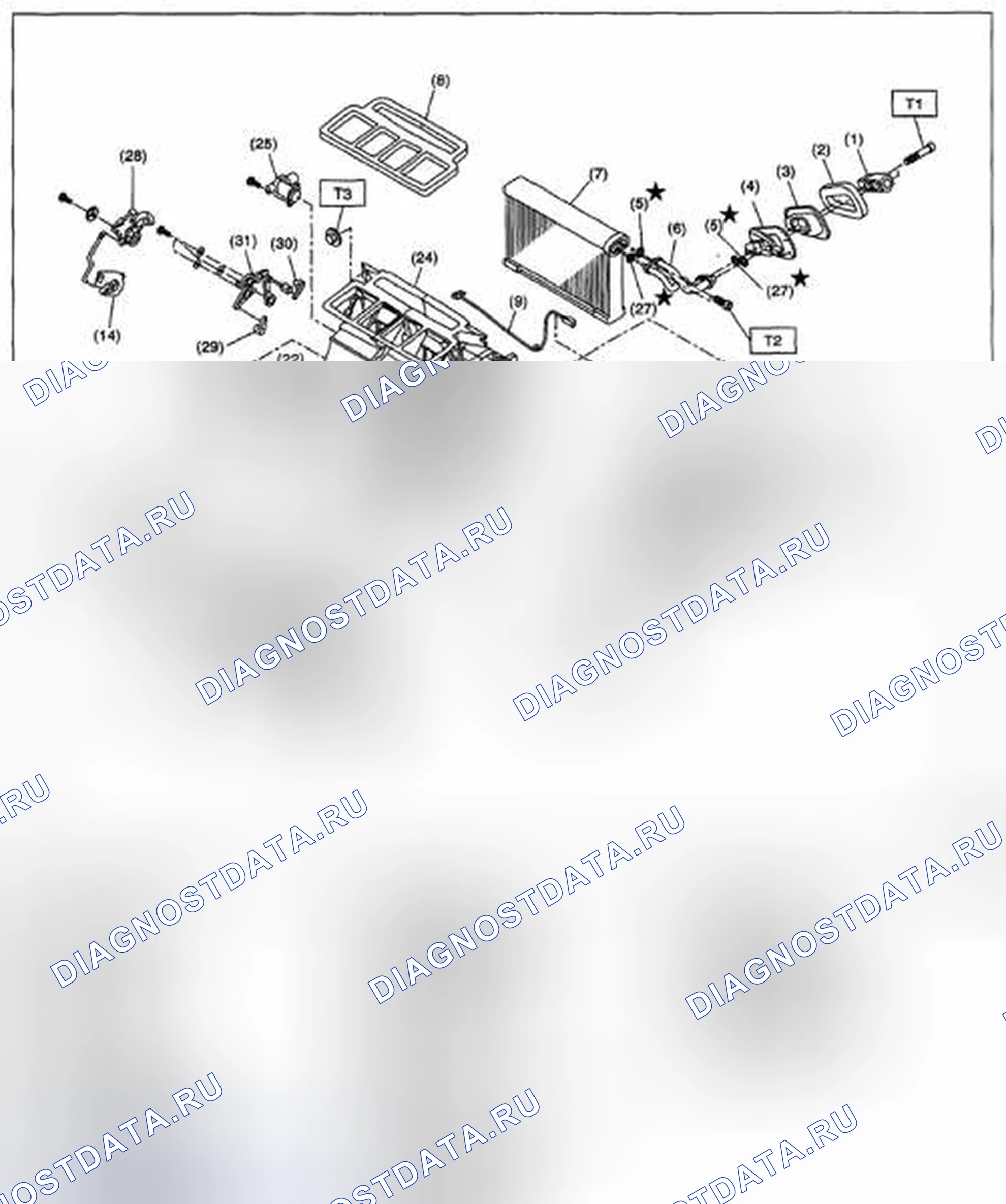 Рис. 171: БЛОК ОХЛАЖДЕНИЯ НАГРЕВАТЕЛЯ. Subaru Impreza WRX STI GR