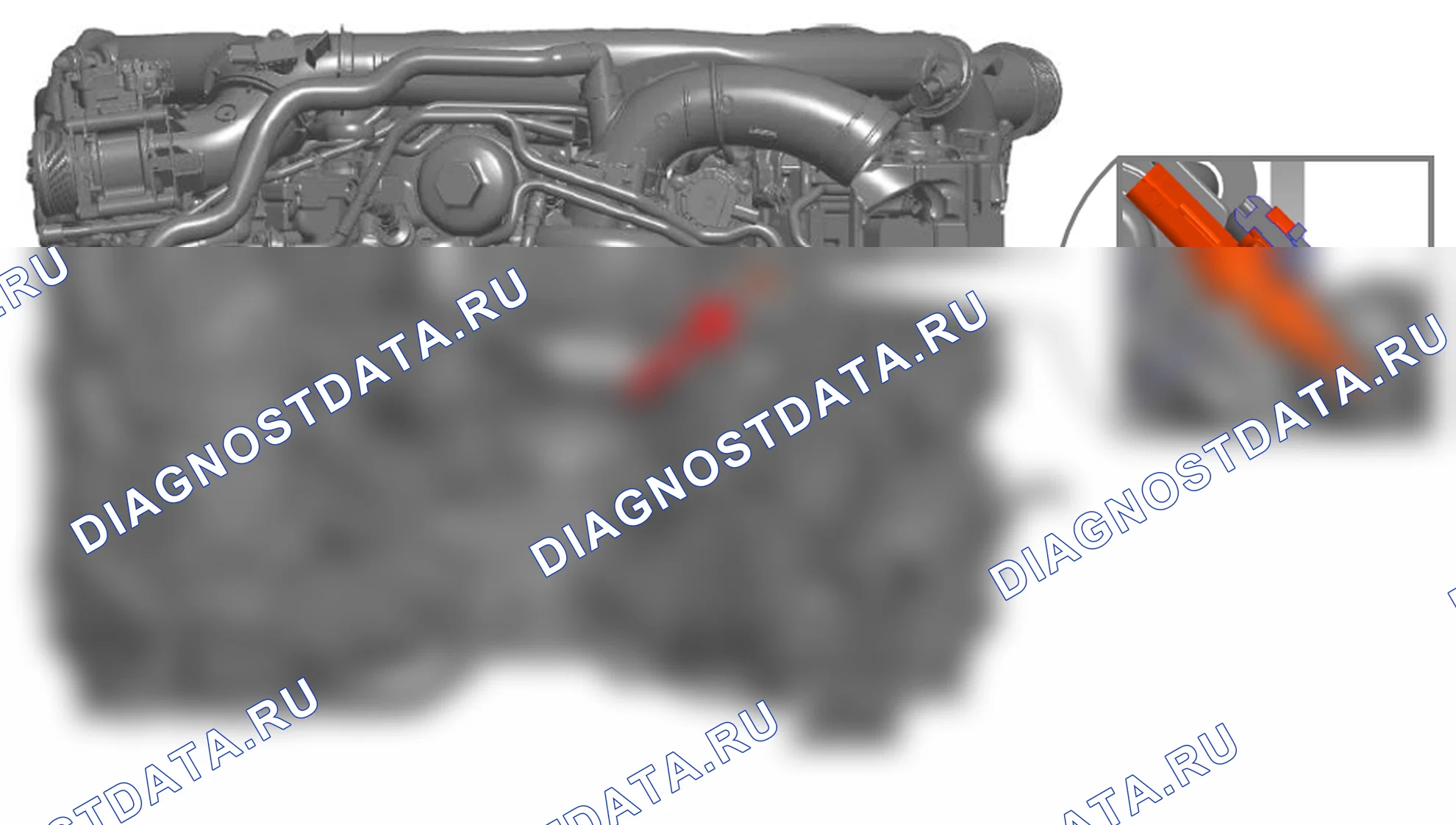 Пример V6 3,0 л: Обзор монтажа датчика температуры в моторном отсеке (развале цилиндров). Porsche Cayenne III