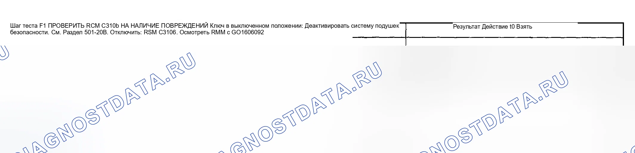 Рис. 17: Точечное испытание F: модуль управления ограничением (RCM) не реагирует на диагностический инструмент. Mercury Grand Marquis IV