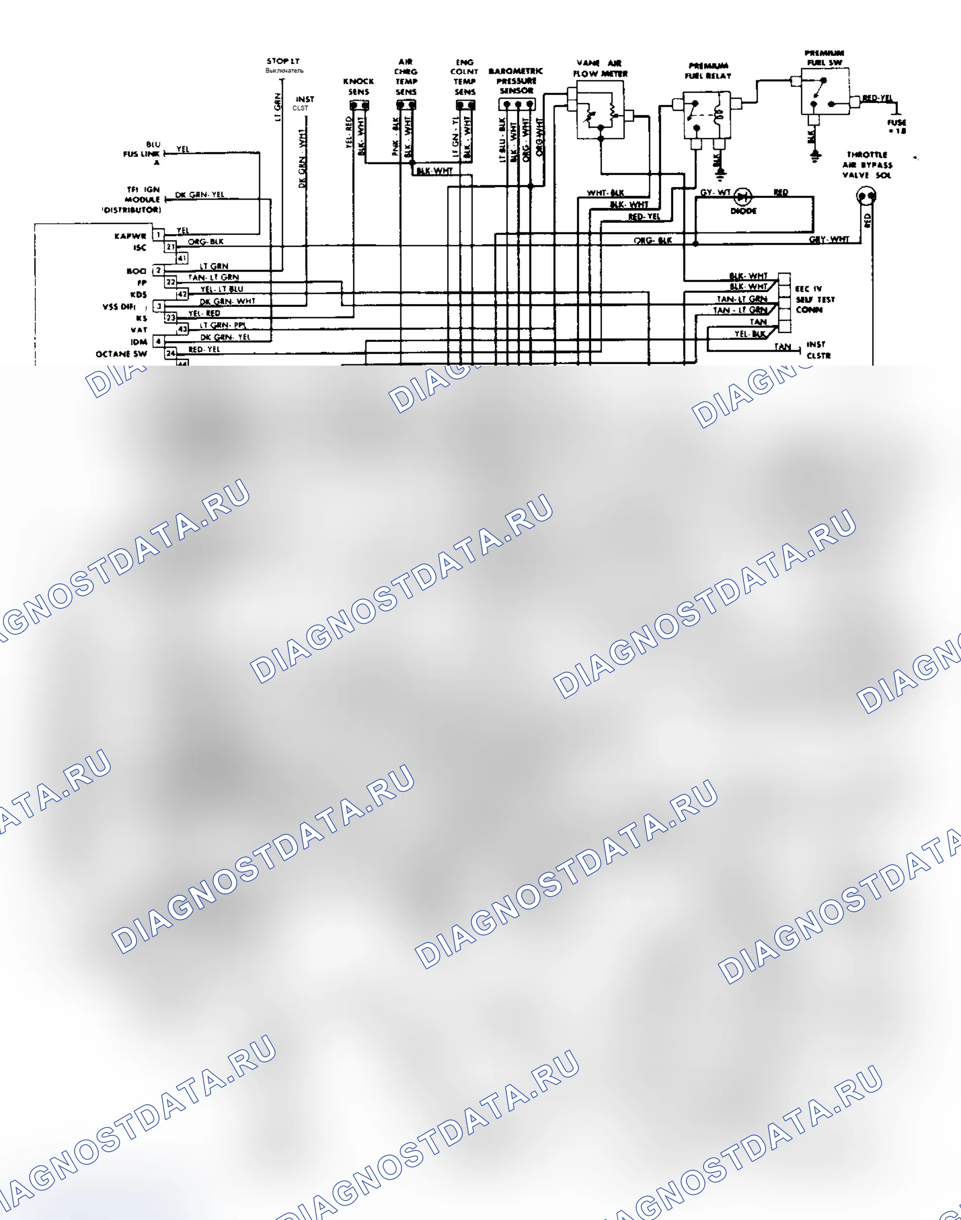 Рис. 67: Схема подключения 2.3L Turbo MPFI EEC-IV (Thunderbird). Mercury Sable I