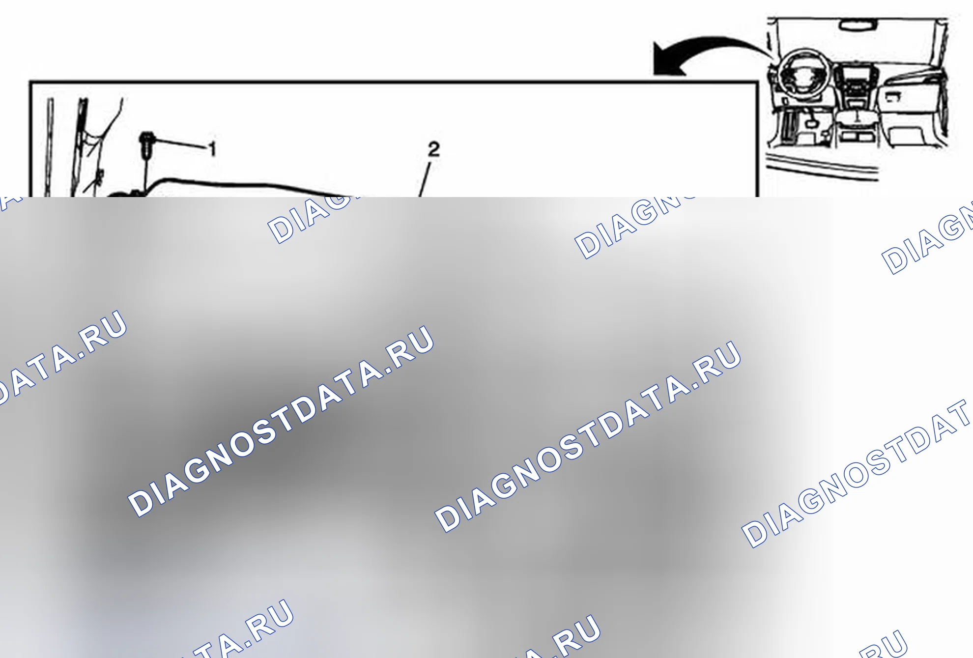 Рис. 56: Замена выходного воздуховода устройства для очистки боковых окон - левая сторона. Cadillac ATS I