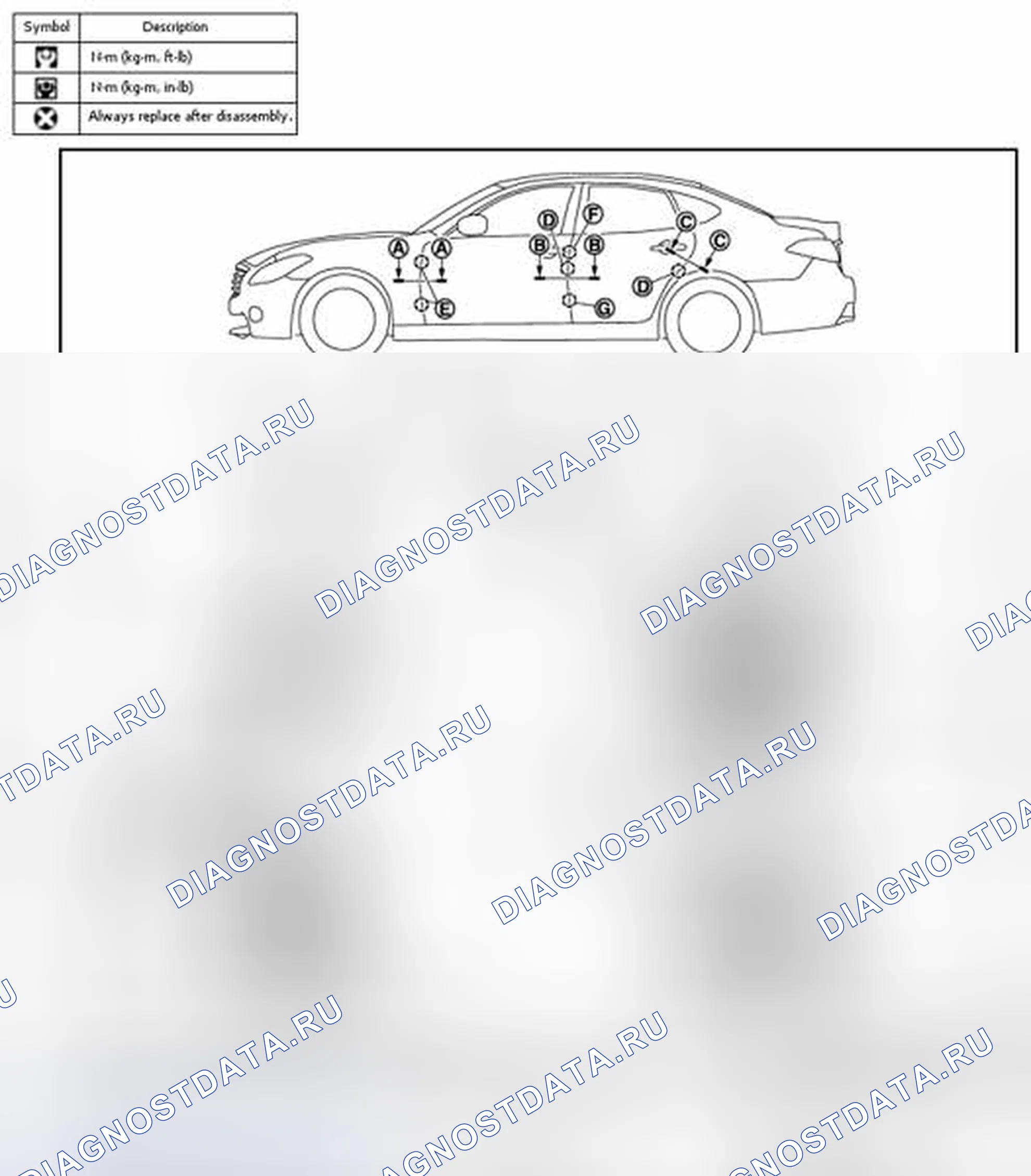 Рис. 194: ДВЕРЬ В СБОРЕ: Регулировка. Infiniti Q70 I рестайлинг