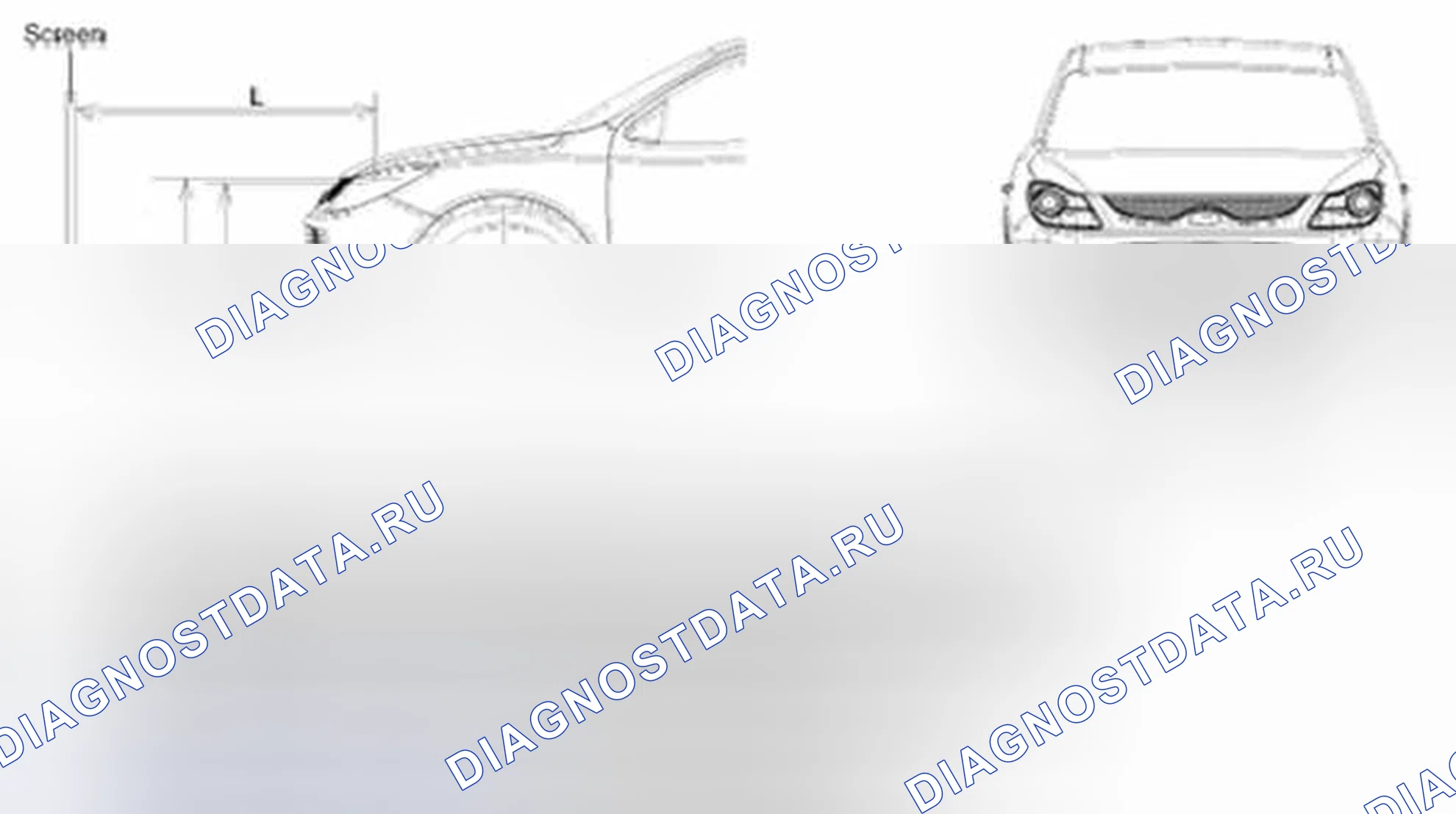 Рис. 33: Точка прицеливания фары и противотуманной фары. Hyundai Veracruz I