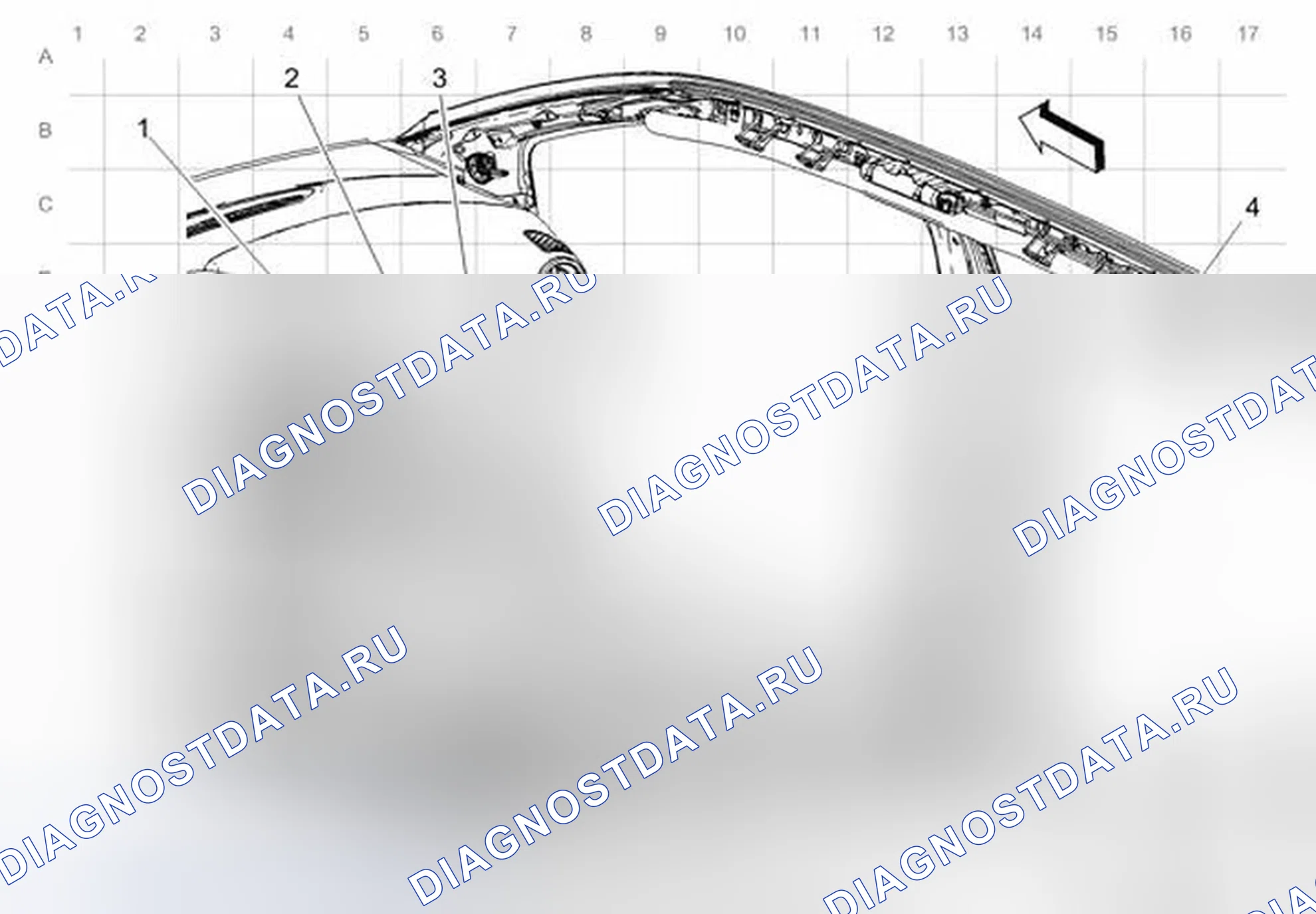 Рис. 32: Правая передняя часть кабельной проводки пассажирского салона. Chevrolet Sonic I