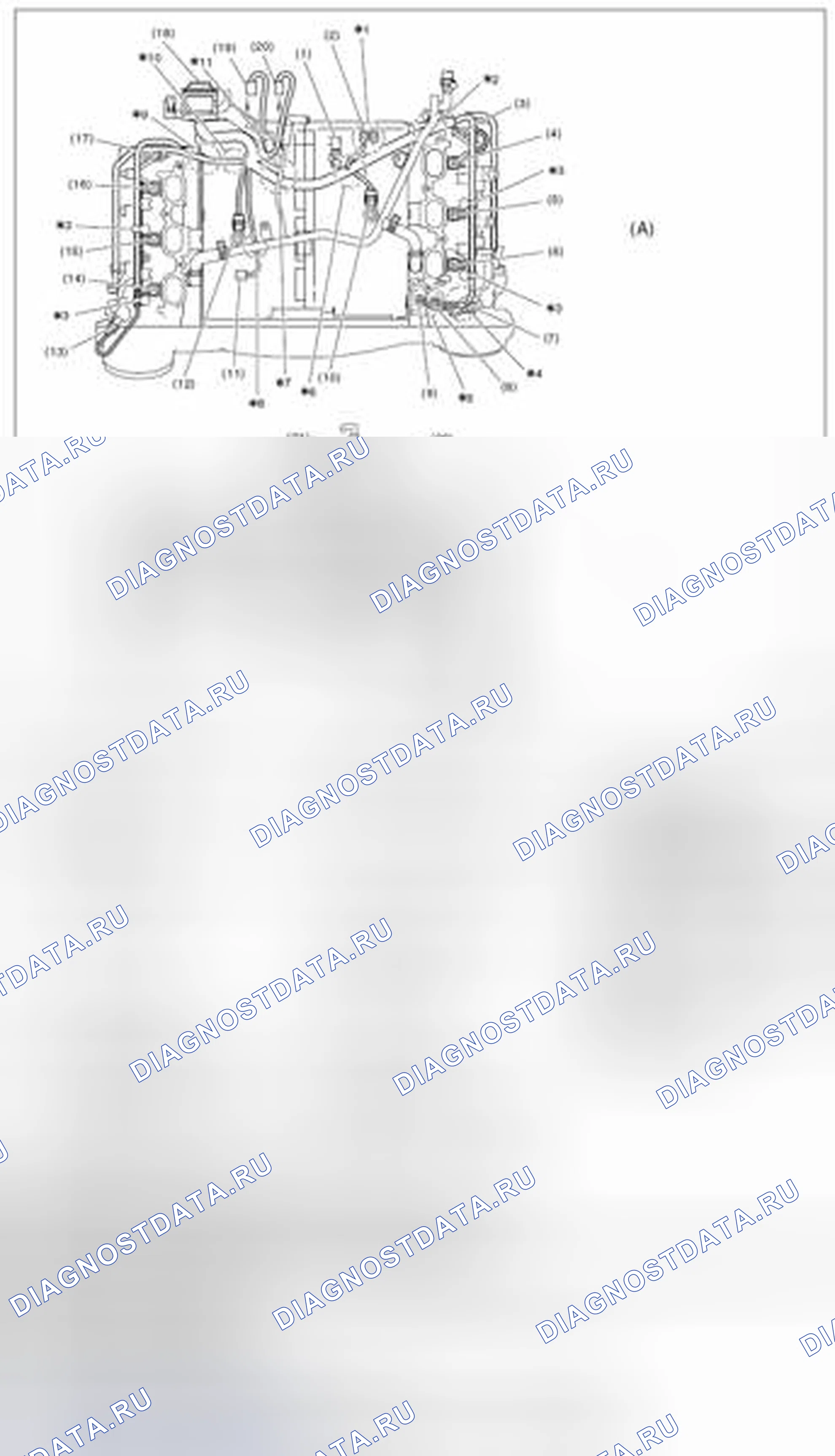 Рис. 268: Схема сборки жгута двигателя 1. Subaru Legacy BM/BR рестайлинг