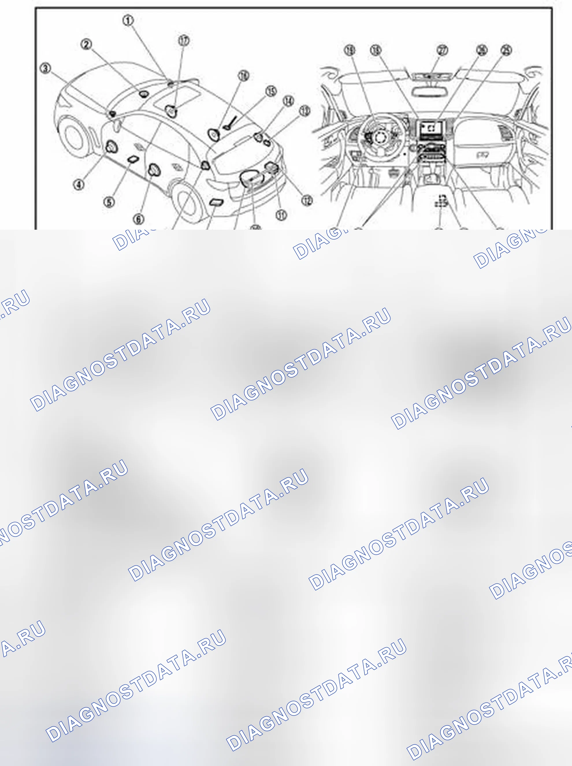 Рис. 139: Расположение компонентов. Infiniti FX50 II
