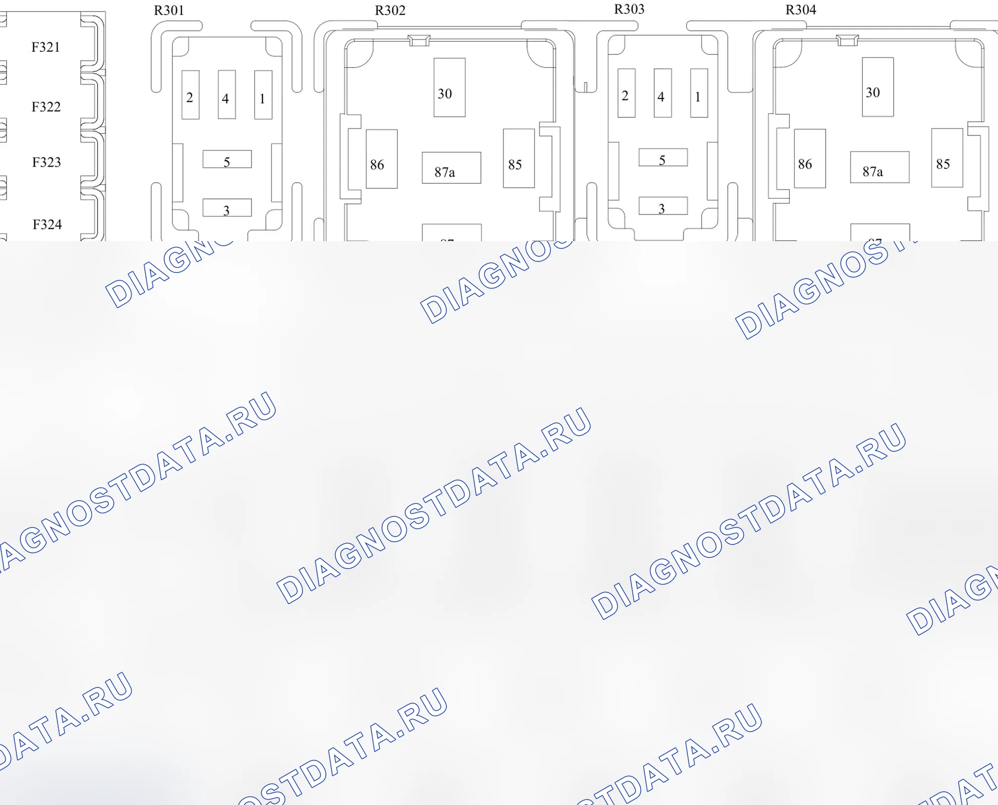 Информация о блоке предохранителей F301, F302, F303, F304, F305, F306, F307, F308, F309, F310, F311, F312, F313, F314, F319, F320, F321, F322, F323, F324, F325 (стр. 1) — Задняя блок предохранителей кузова. Haval Shenshou I