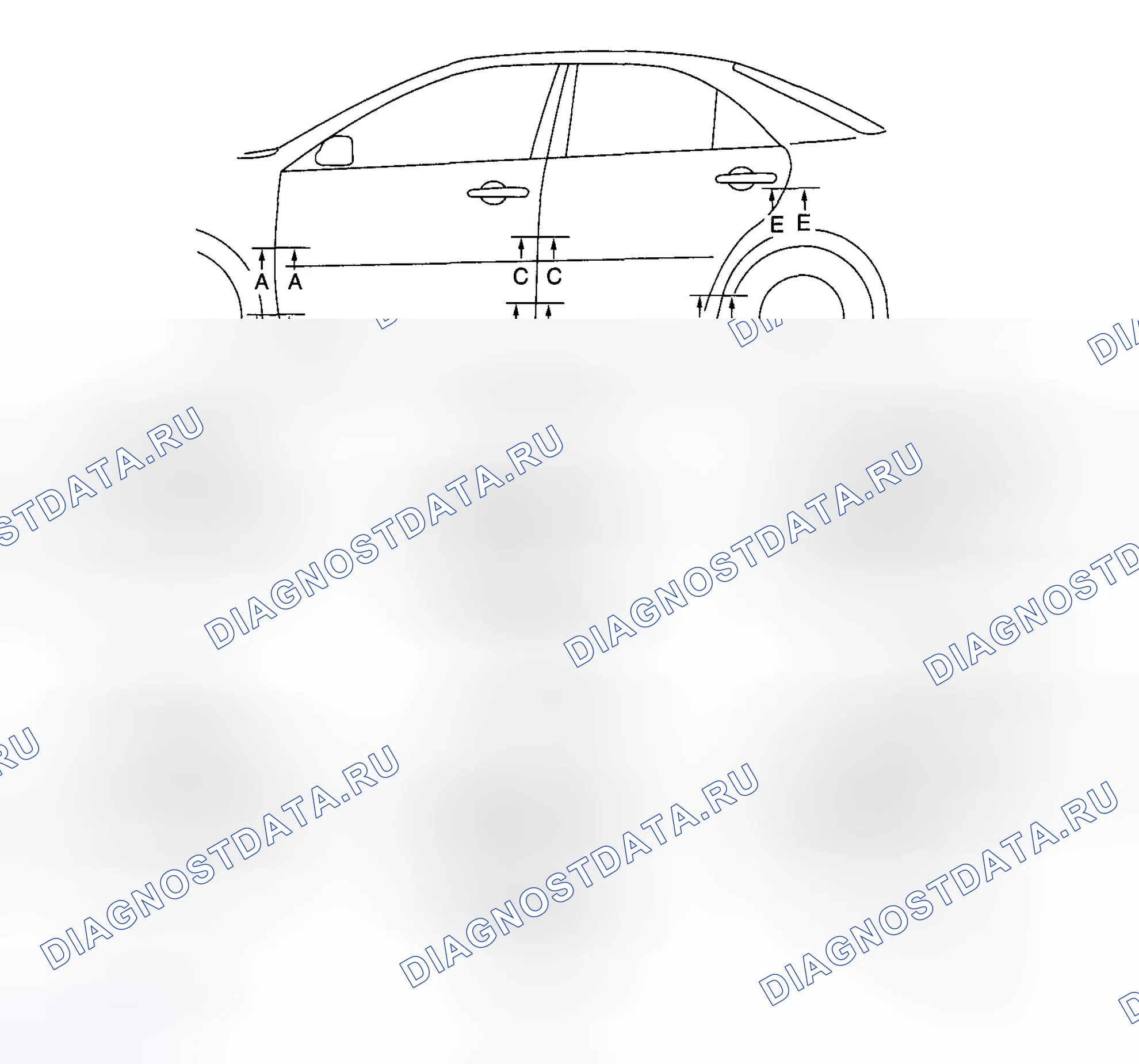 Рис. 42: РЕГУЛИРОВКА ДВЕРИ. Mazda 6 GG