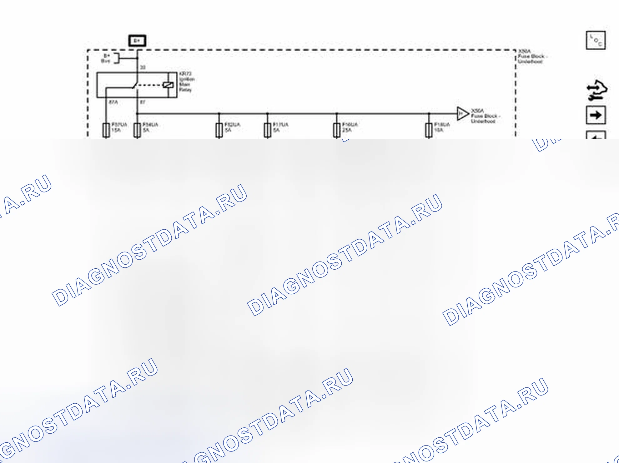 Рис. 64: Предохранители F16UA, F17UA, хтагх2, xtaгх3, xтагx4 и xtegx5 F18UA F52UA F54UA F57UA. Chevrolet Orlando I