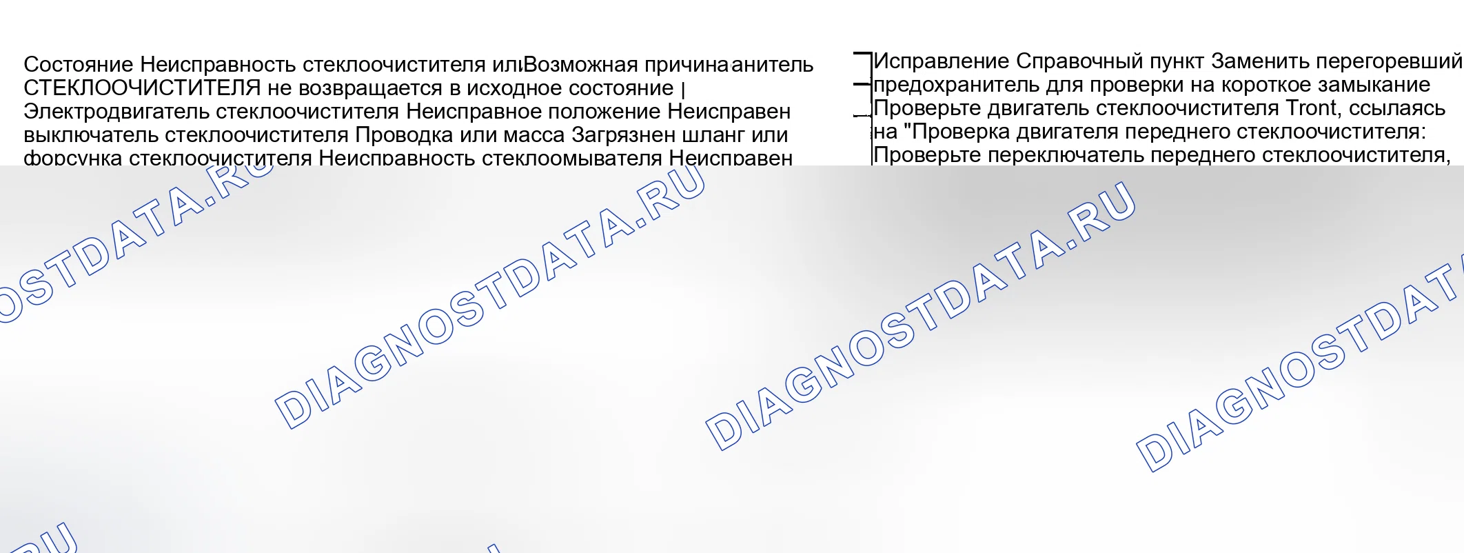 Рис. 3: ДИАГНОСТИКА СИМПТОМОВ ПЕРЕДНЕГО СТЕКЛООЧИСТИТЕЛЯ И ОМЫВАТЕЛЯ. Suzuki Grand Vitara I рестайлинг