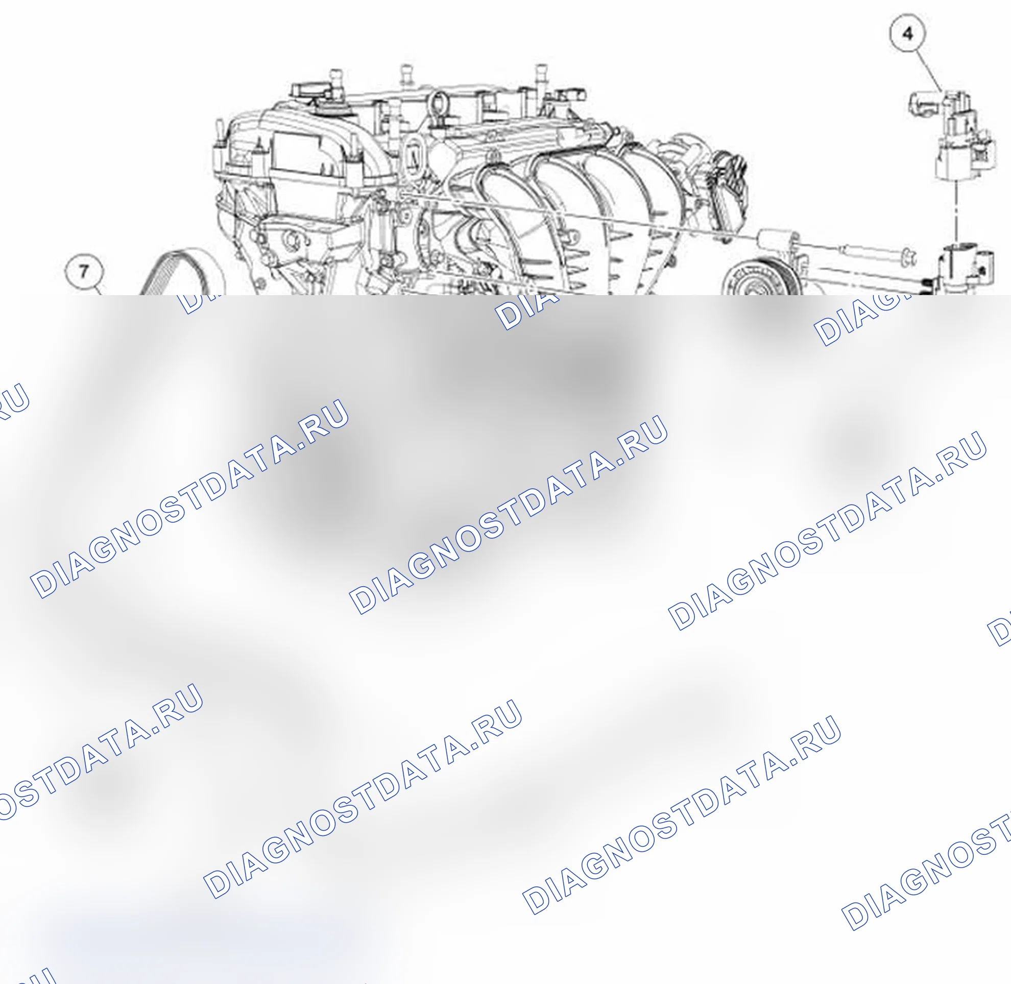 Рис. 32: Фронтальный вспомогательный привод (FEAD) - разнесенный вид. Mercury Mariner II рестайлинг