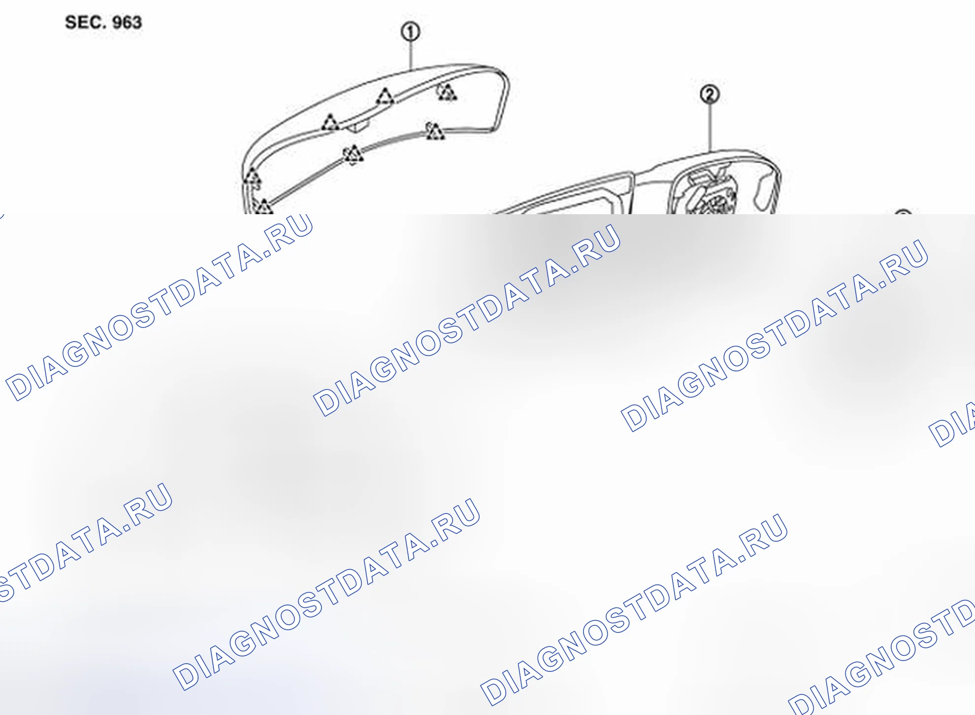 Рис. 10: СТЕКЛЯННОЕ ЗЕРКАЛО: покомпонентный вид. Nissan Murano Z51 рестайлинг