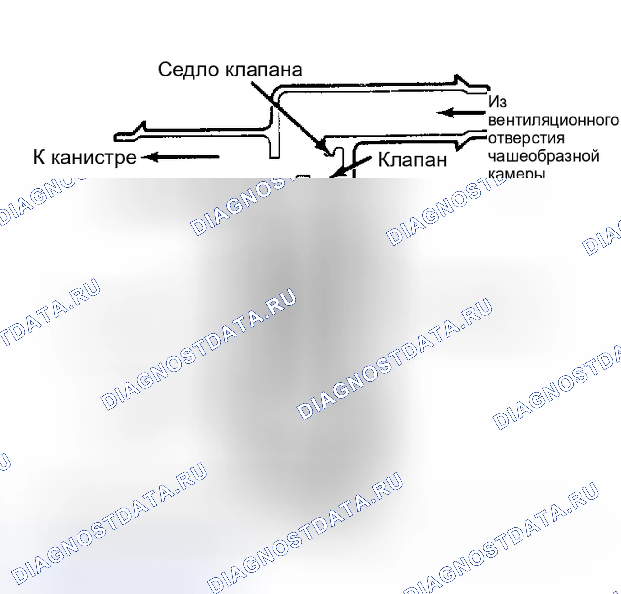 Рис. 61: Вид с вырезом выпускного клапана соленоида топливной емкости. Mercury Marquis V
