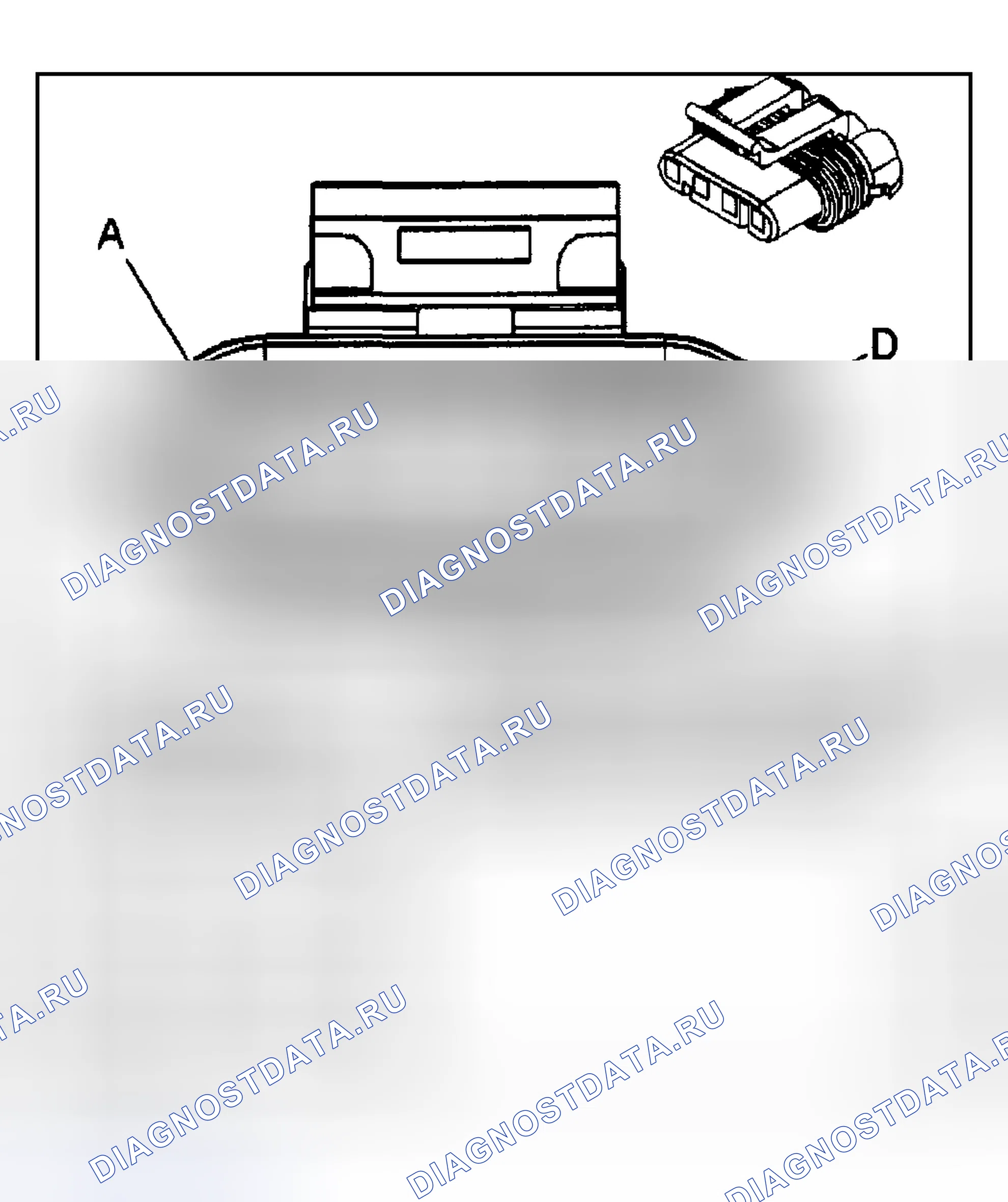 Рис. 12: Вид с торца электрического соединителя двигателя. Hyundai Venue I