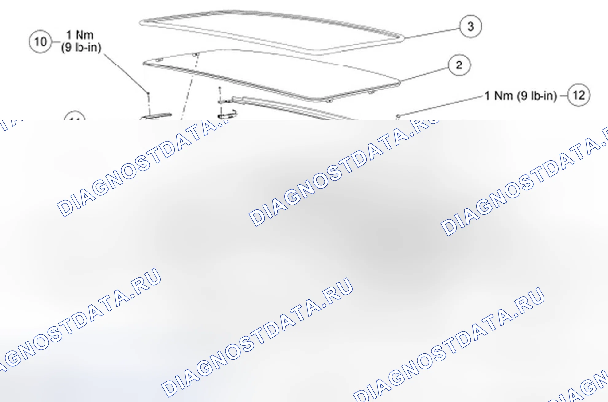 Рис. 1: Панель проема крыши - разнесенный вид. Ford Expedition III