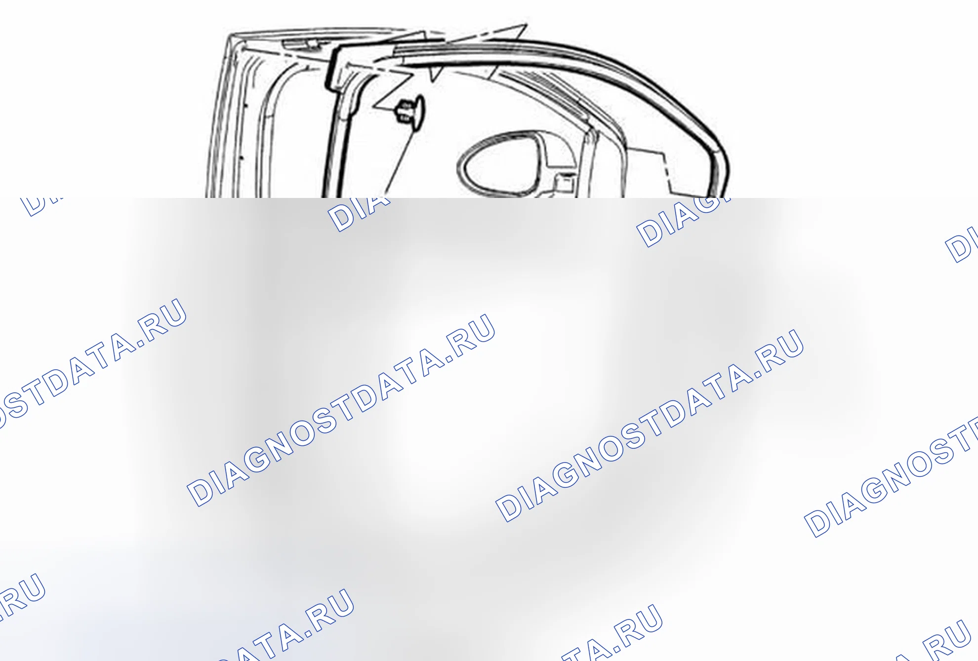 Рис. 56: Замена передней дверной панели - сторона двери. Chevrolet Sonic I