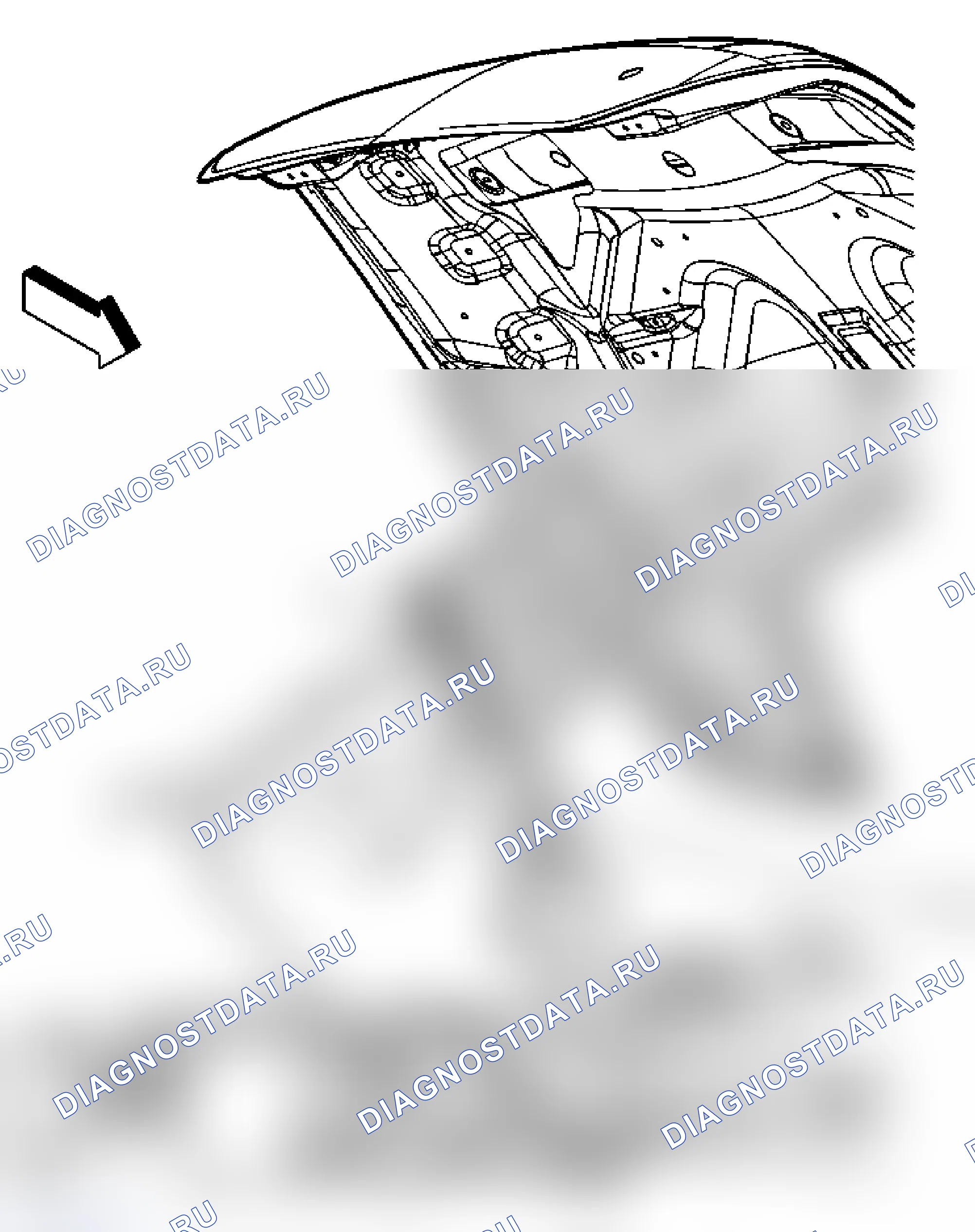 Рис. 35: Замена кронштейна петли крышки заднего отсека - сторона крышки. Pontiac G6 I final