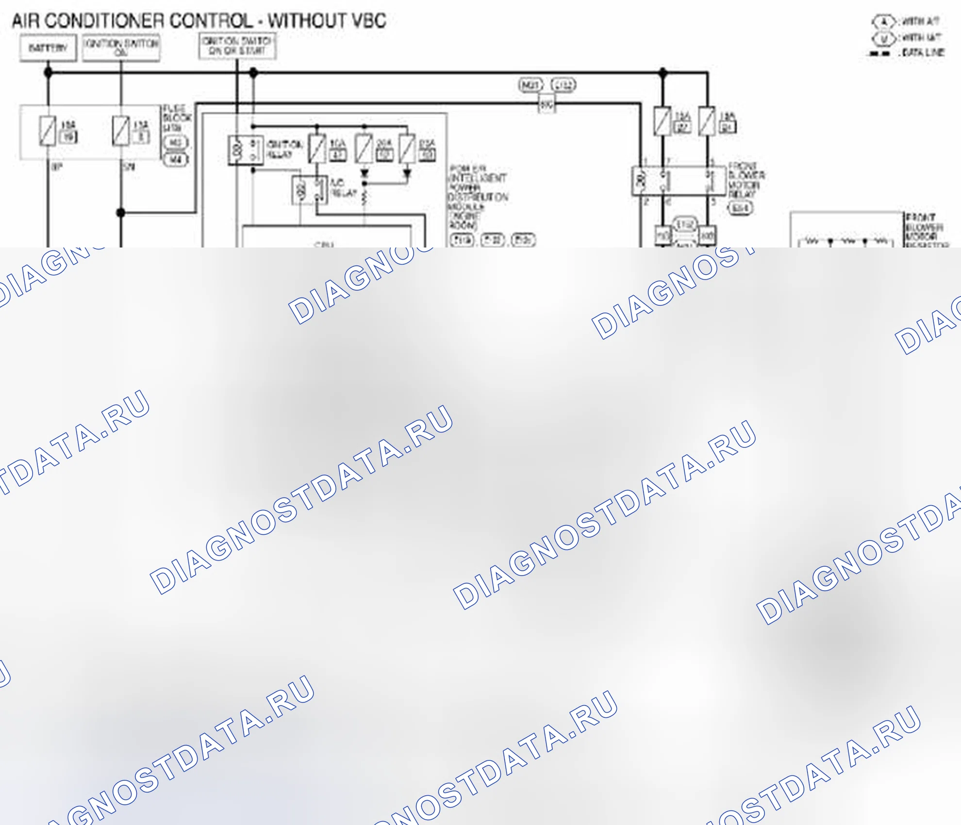 Рис. 186: Управление кондиционером: электросхема [без VBC]. Suzuki Equator I