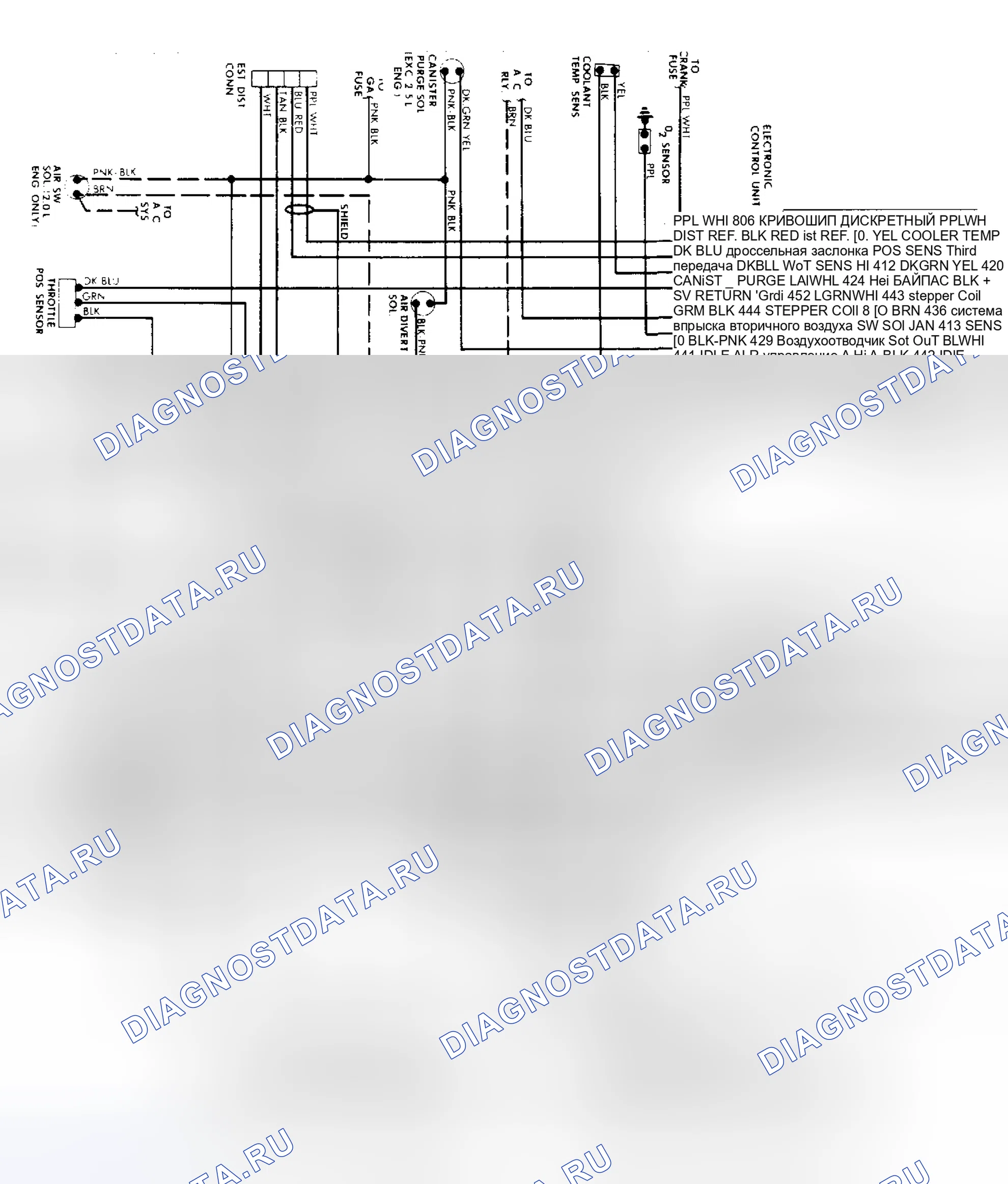 Рис. 213: электронный впрыск топлива (Exc. 5.0L) электросхема системы. Buick Skylark V