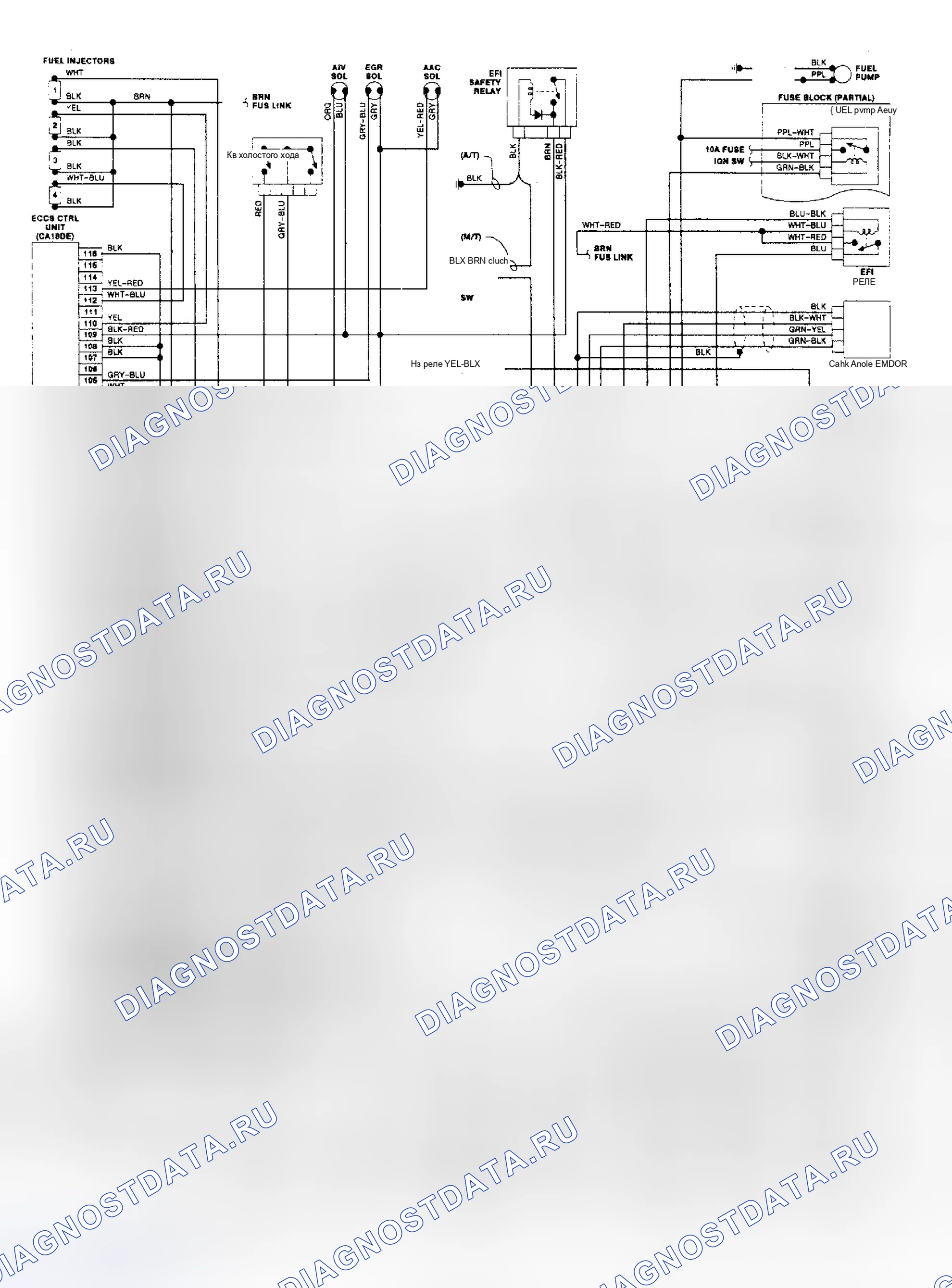 Рис. 70: электросхема системы ECCS Pulsar Nx SE. Nissan Pulsar N13