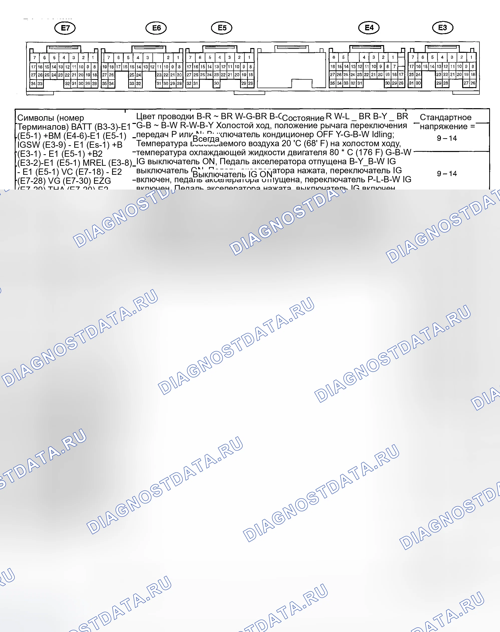 Рис. 48: Напряжение на контактах (Tundra 4.7L). Toyota Avalon XX20 рестайлинг