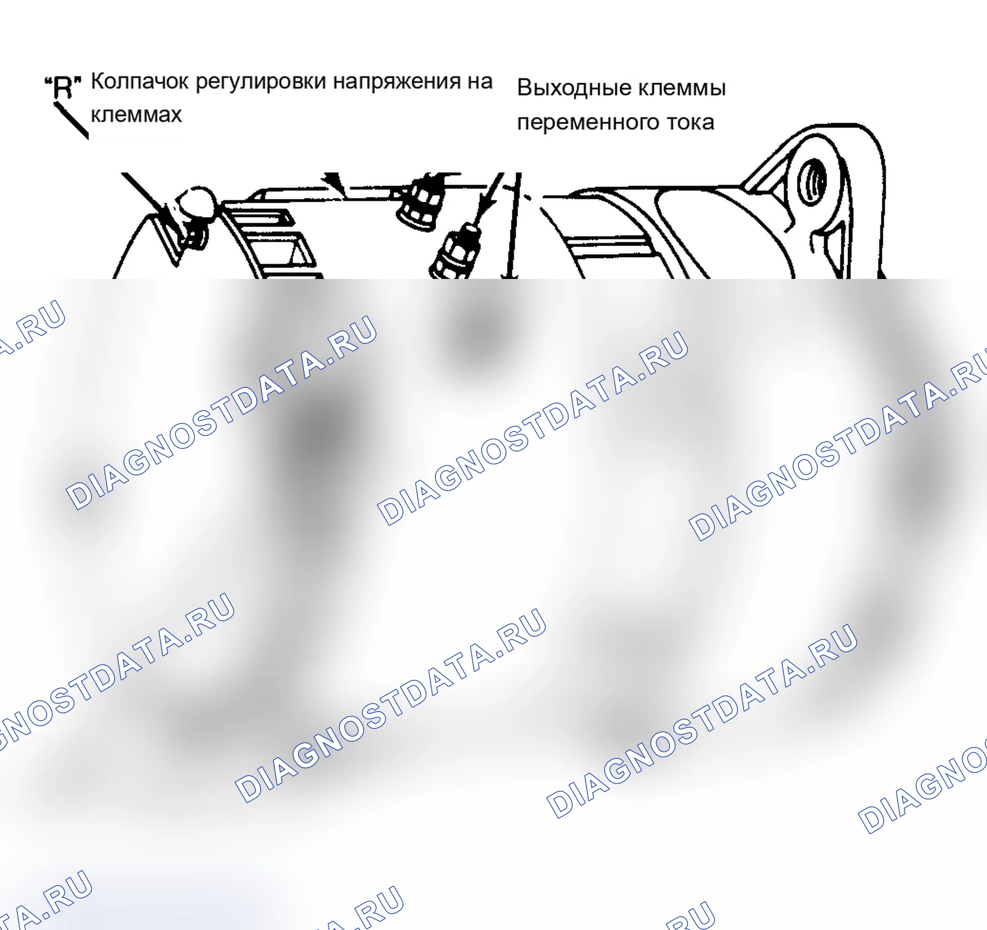 Рис. 6: Определение местоположения выводов Delcotron Только для 27SI генератора переменного тока большой мощности.. Chevrolet Cavalier I