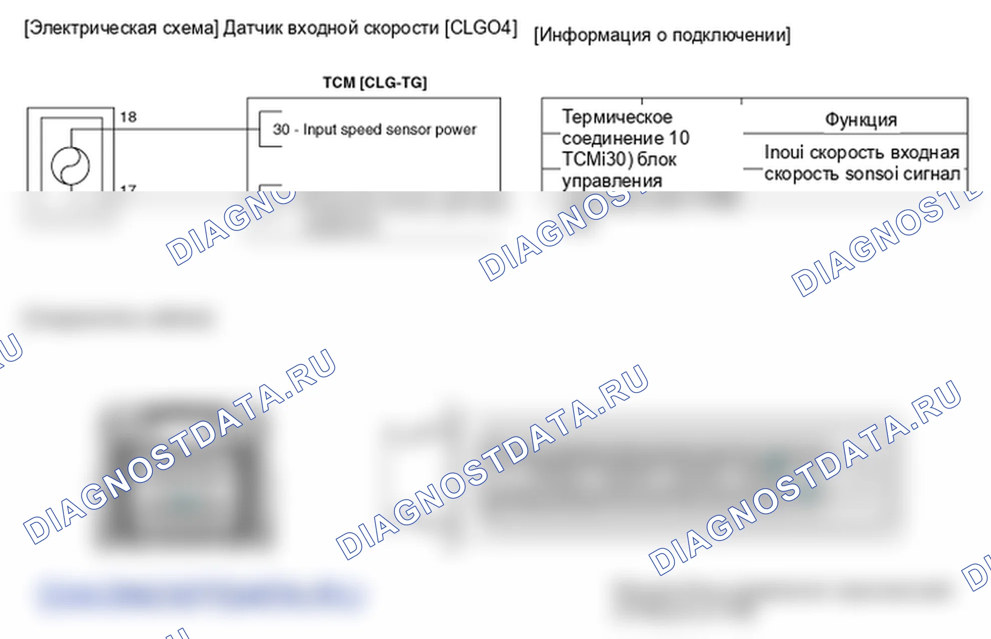 Фрагмент электросхемы: Датчик входной скорости. Hyundai Genesis(Bh)-U.S. I