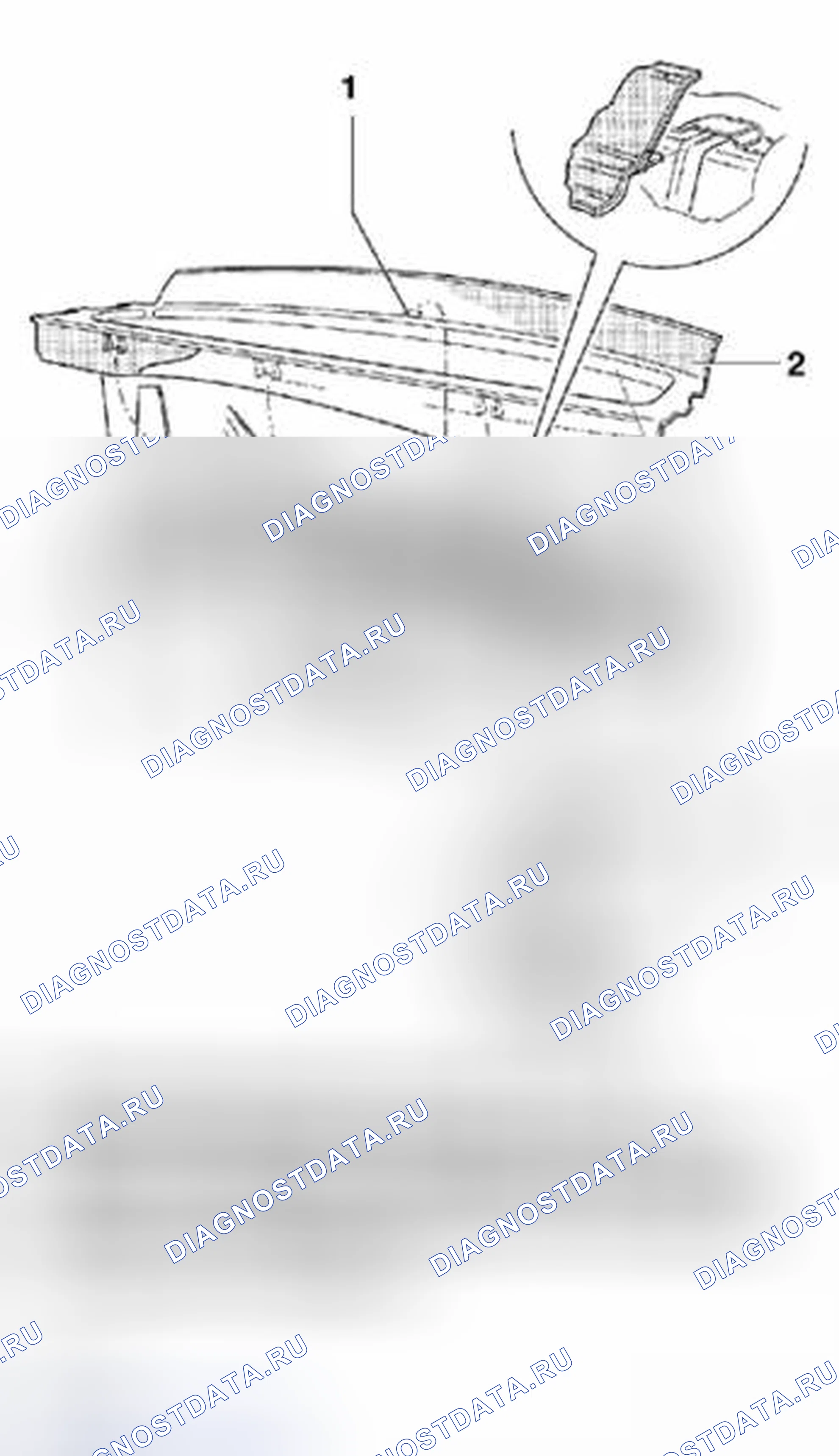 Рис. 39: Идентификация компонентов полки участка (Jetta 1996 m.y. и выше). Volkswagen Golf Mk3