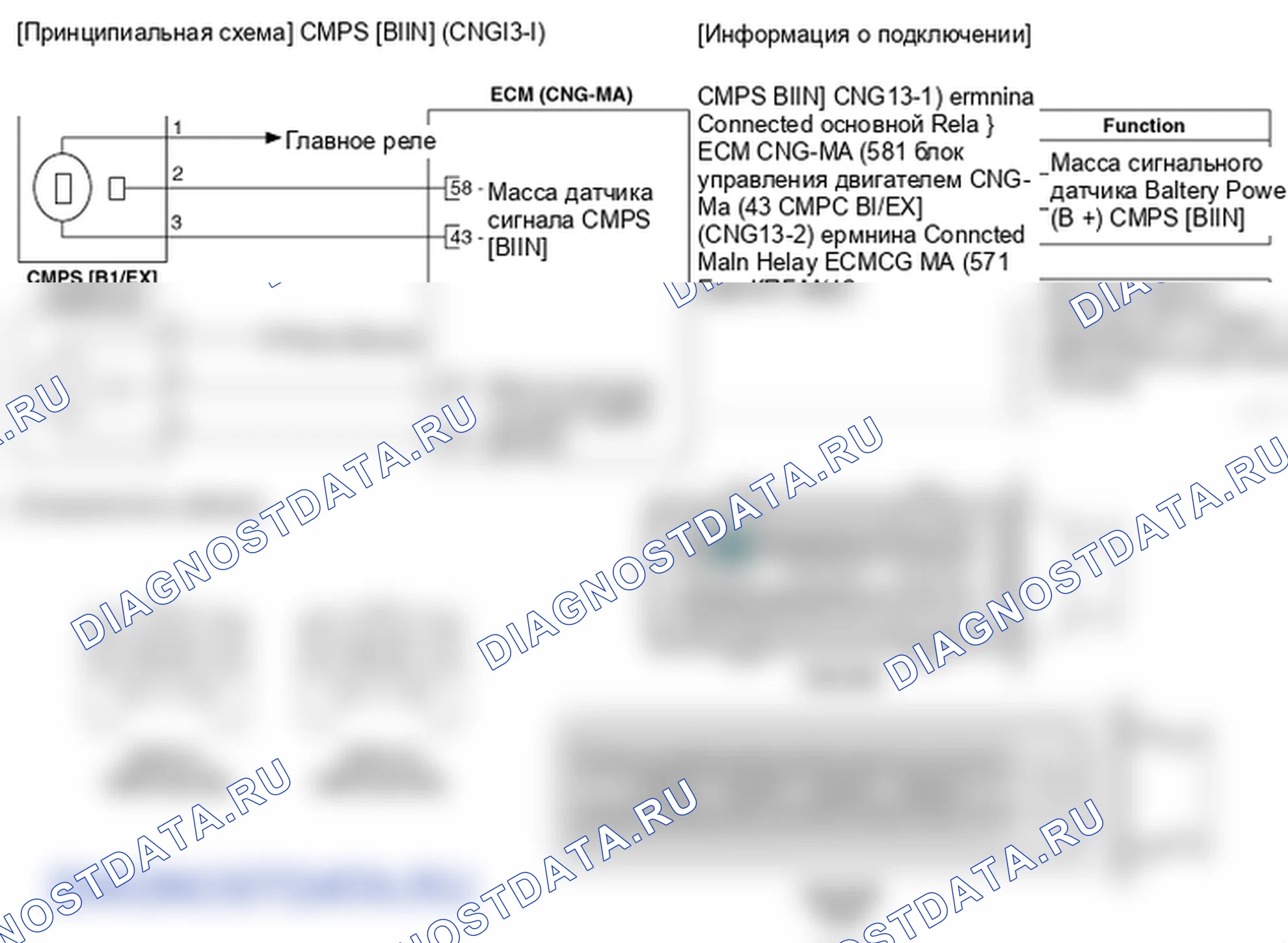 Фрагмент электросхемы: Датчик положения распределительного вала (CMPS). Hyundai Elantra V рестайлинг