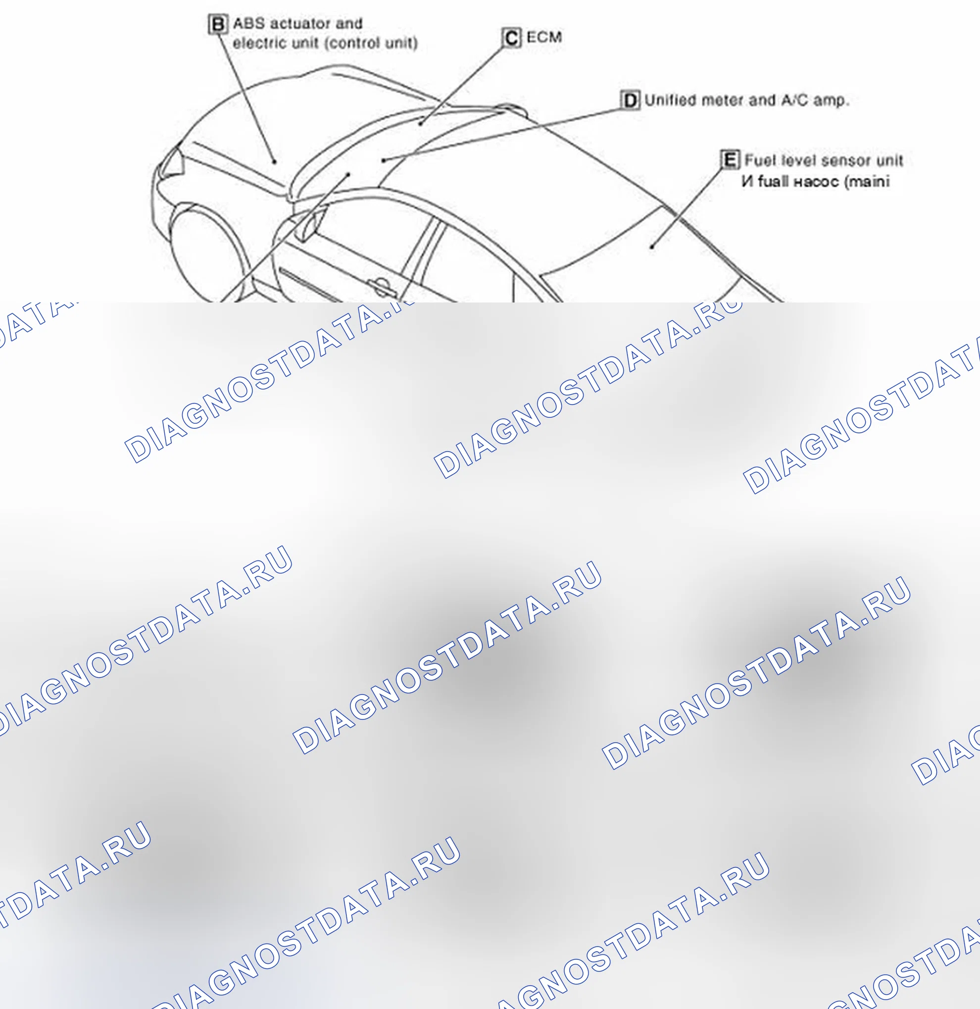 Рис. 44: Расположение компонентов. Infiniti M45 III рестайлинг